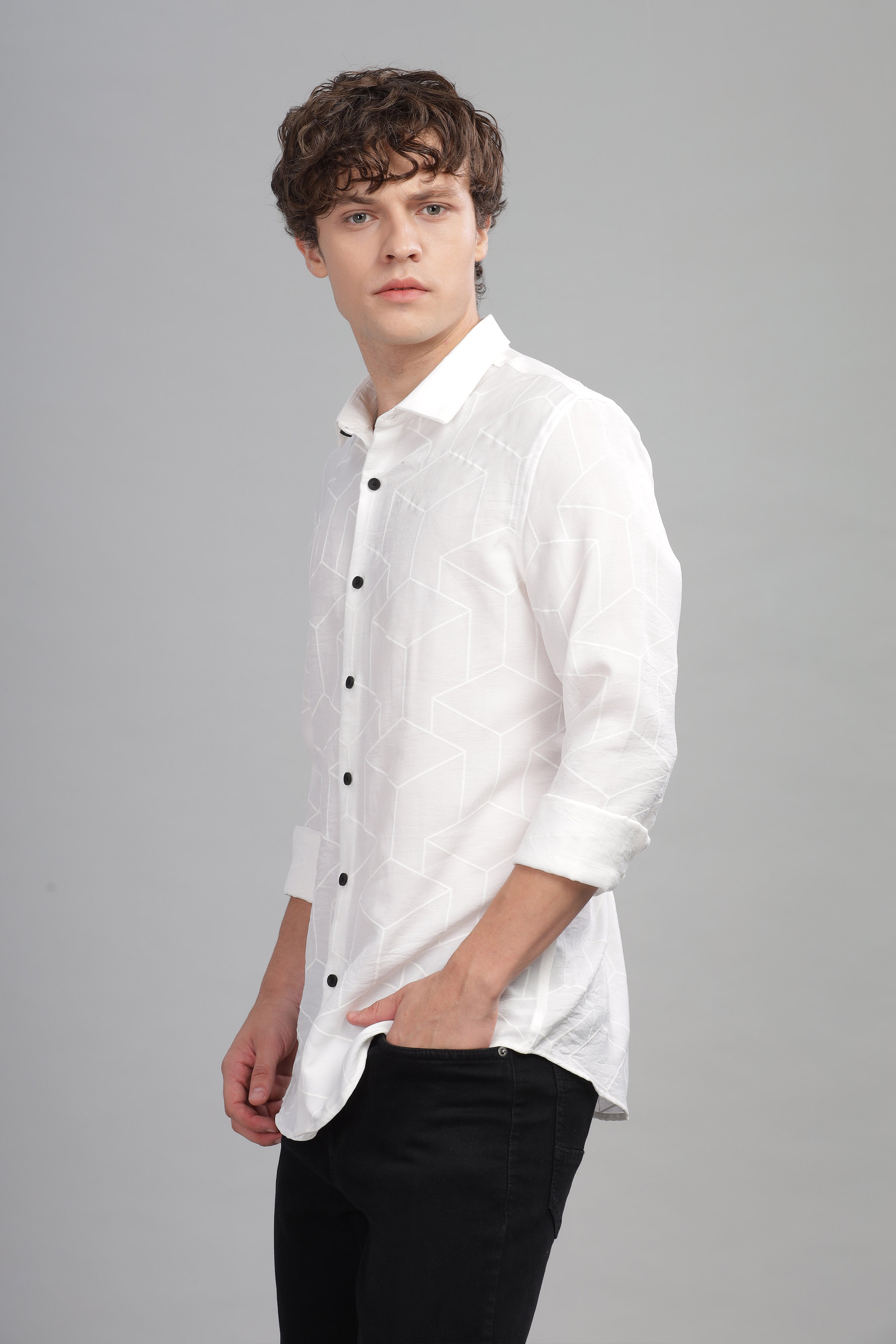 Men White Slim Fit Shirt