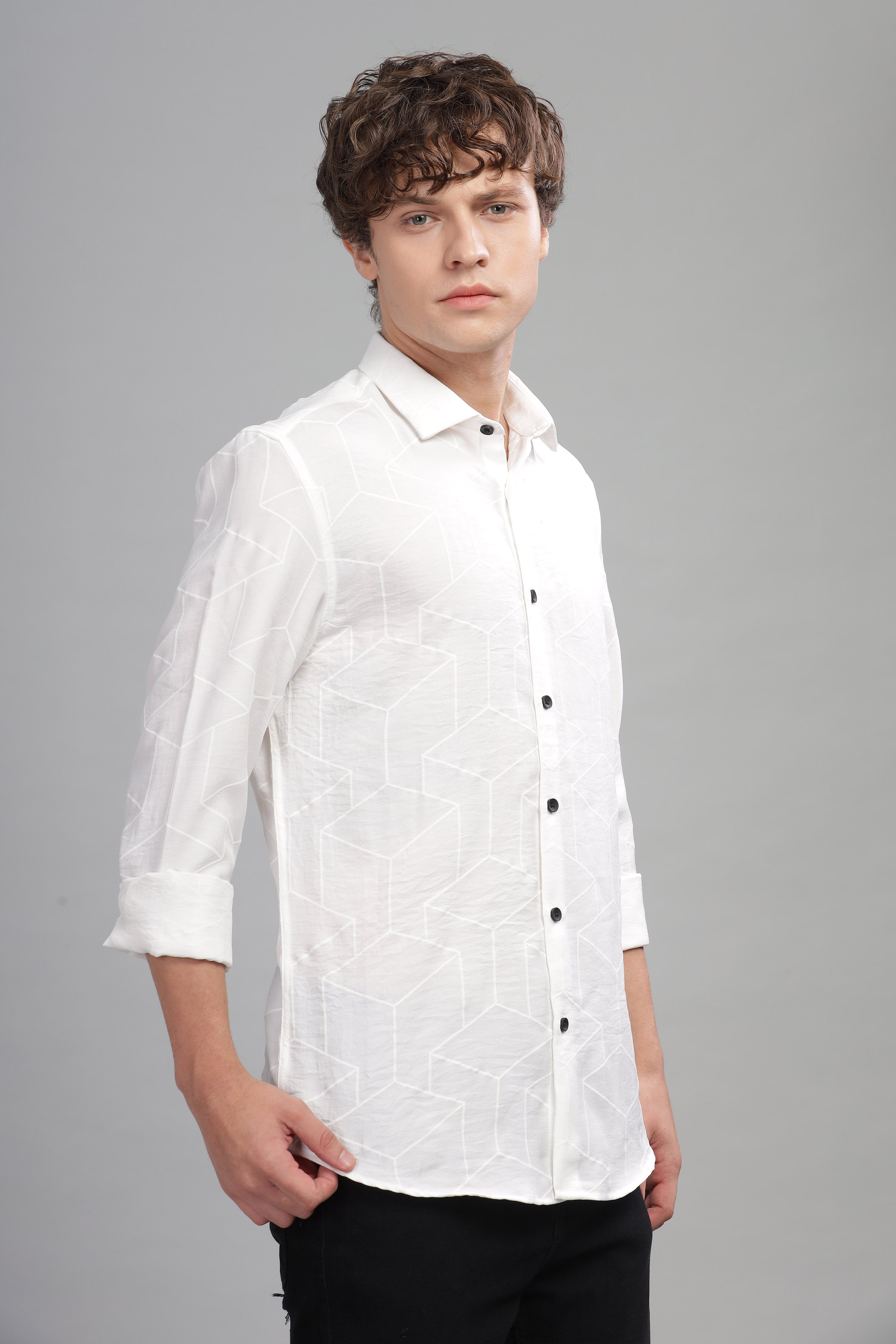 Men White Slim Fit Shirt