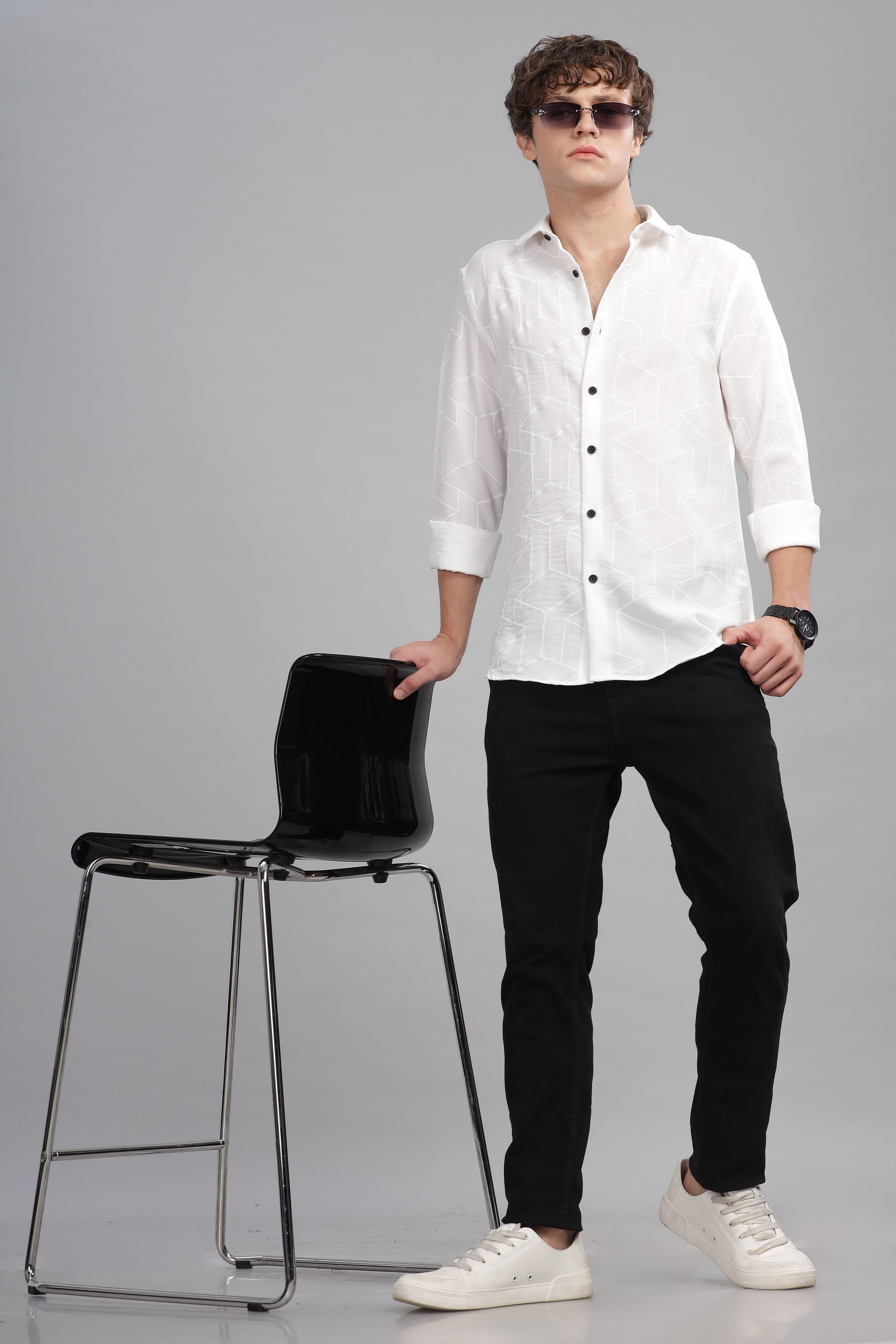 Men White Slim Fit Shirt