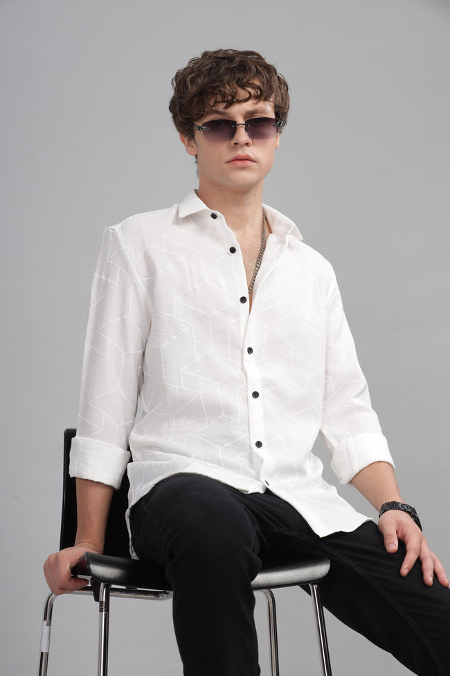 Men White Slim Fit Shirt