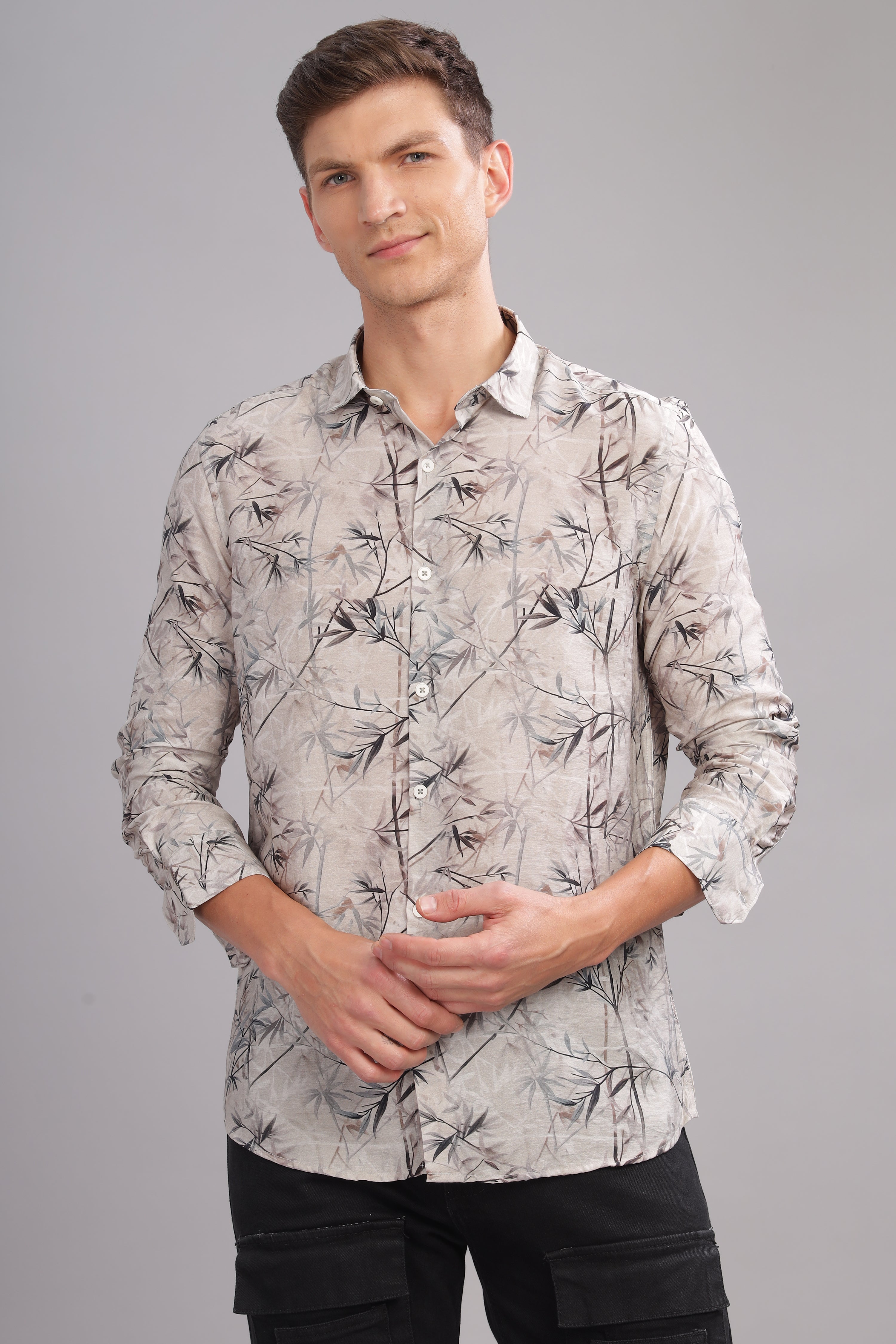 Men Grey Slim Fit Shirt