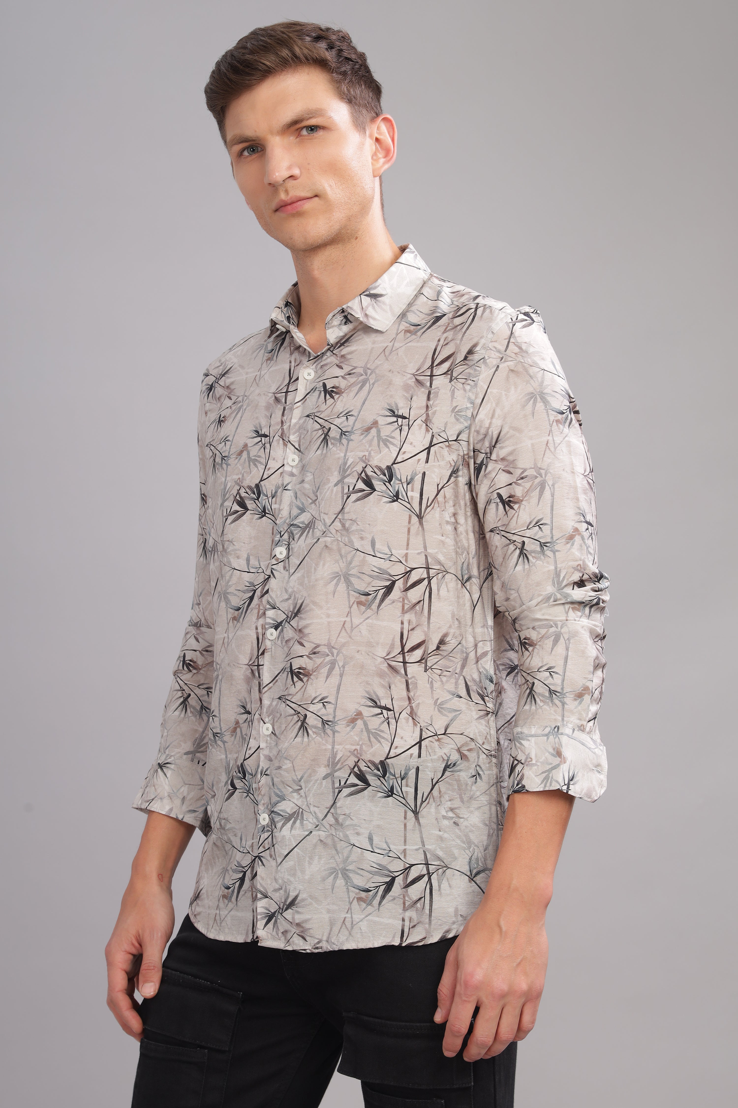 Men Grey Slim Fit Shirt