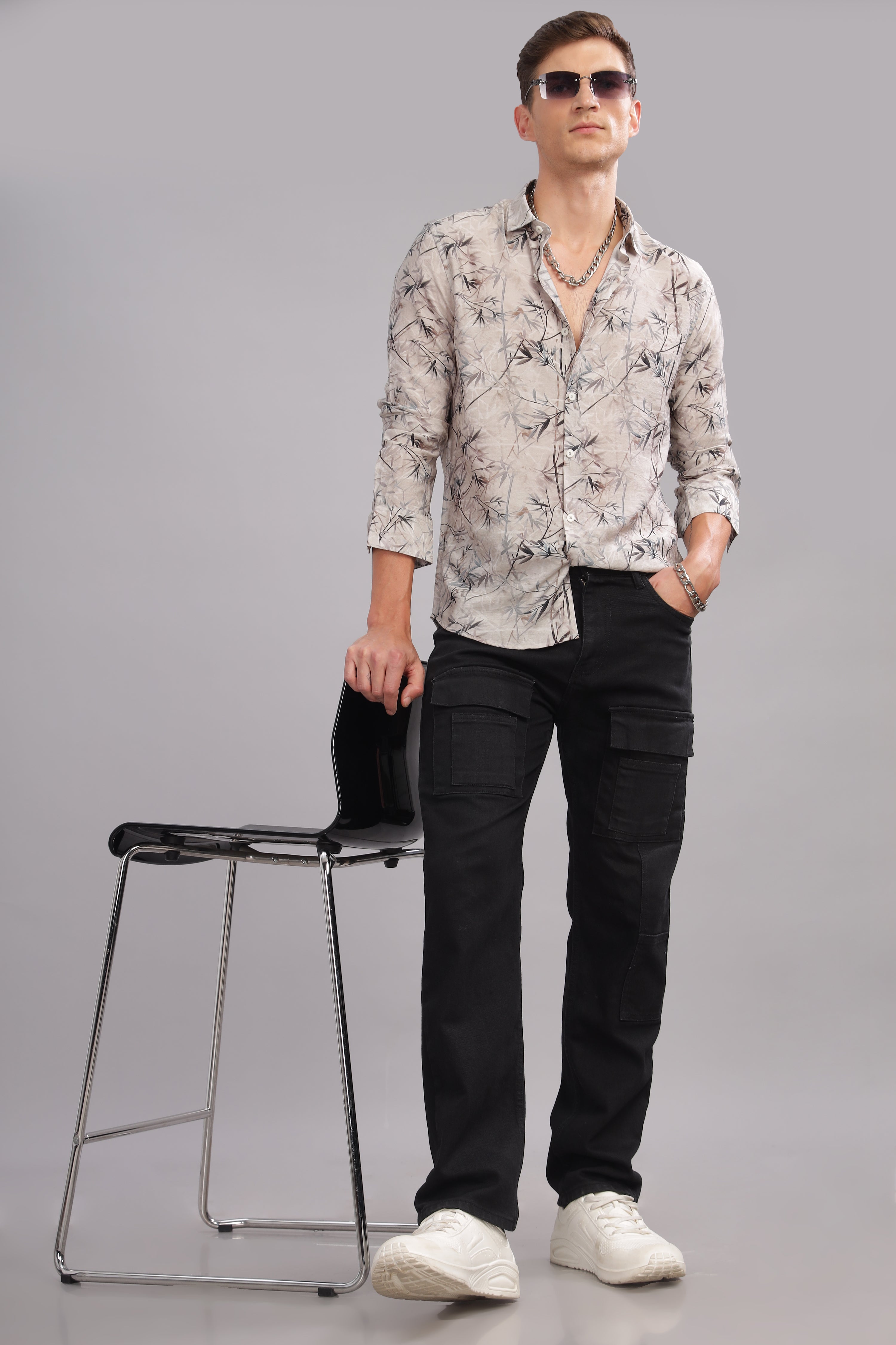 Men Grey Slim Fit Shirt