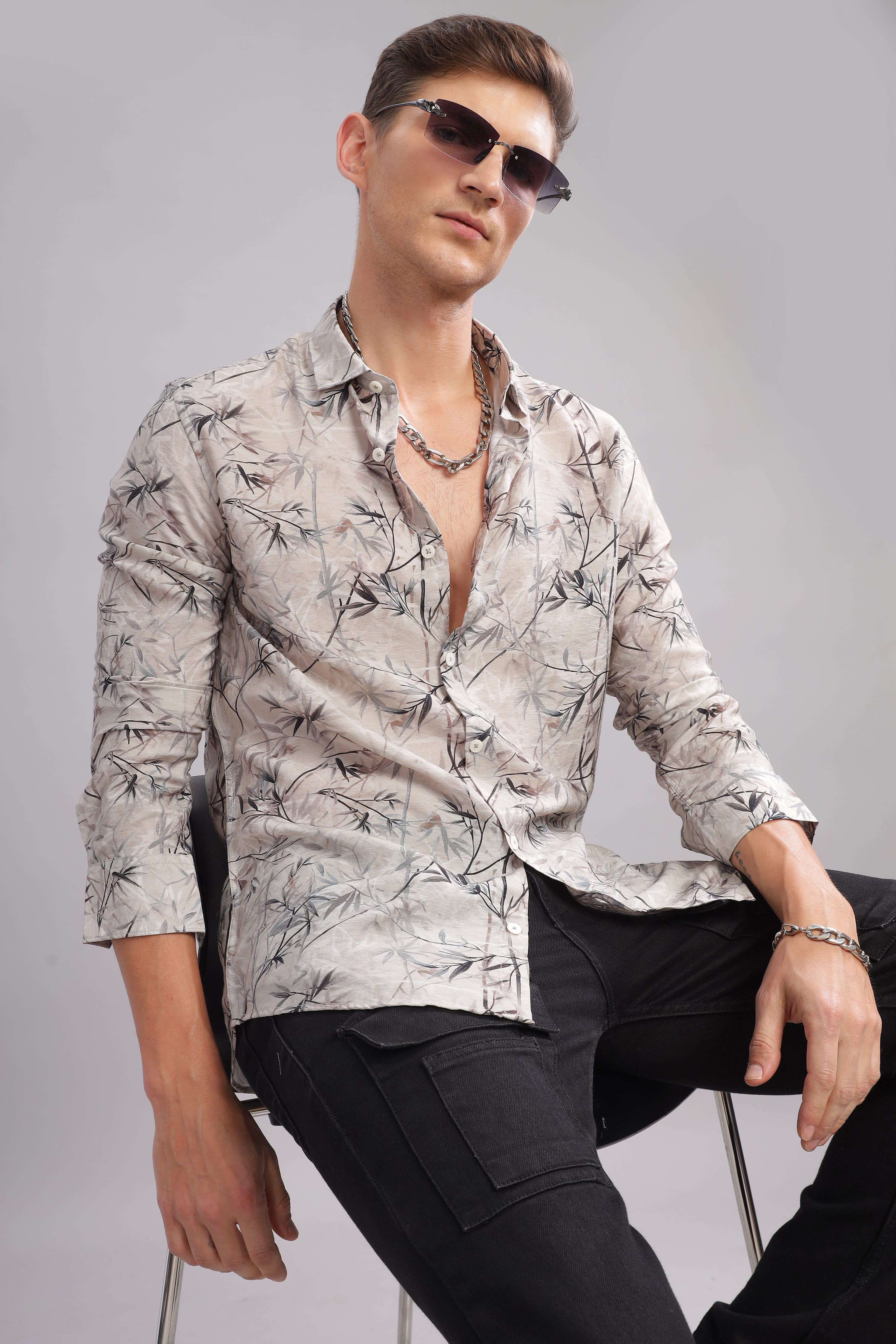 Men Grey Slim Fit Shirt