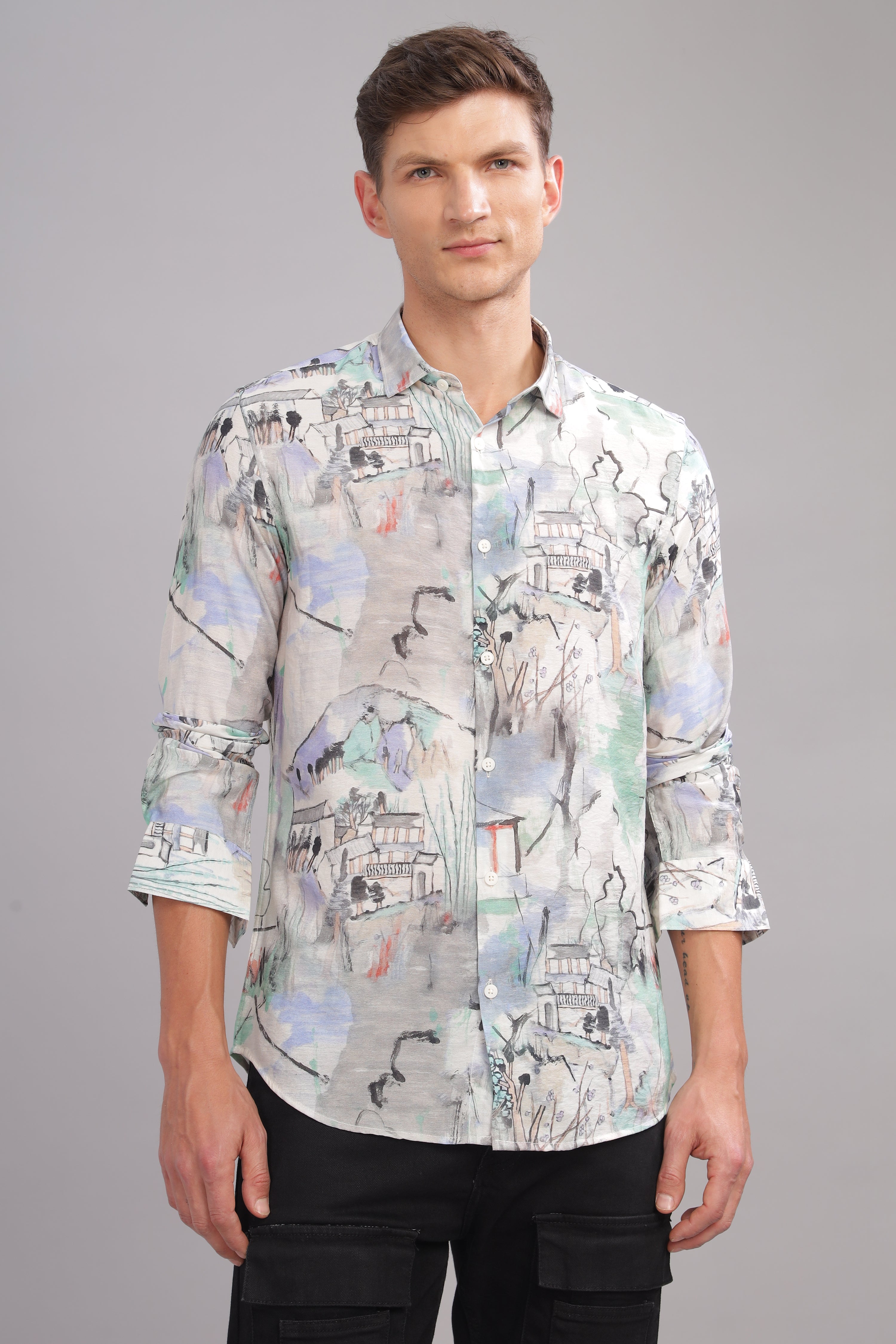 Men Light Blue Slim Fit Shirt