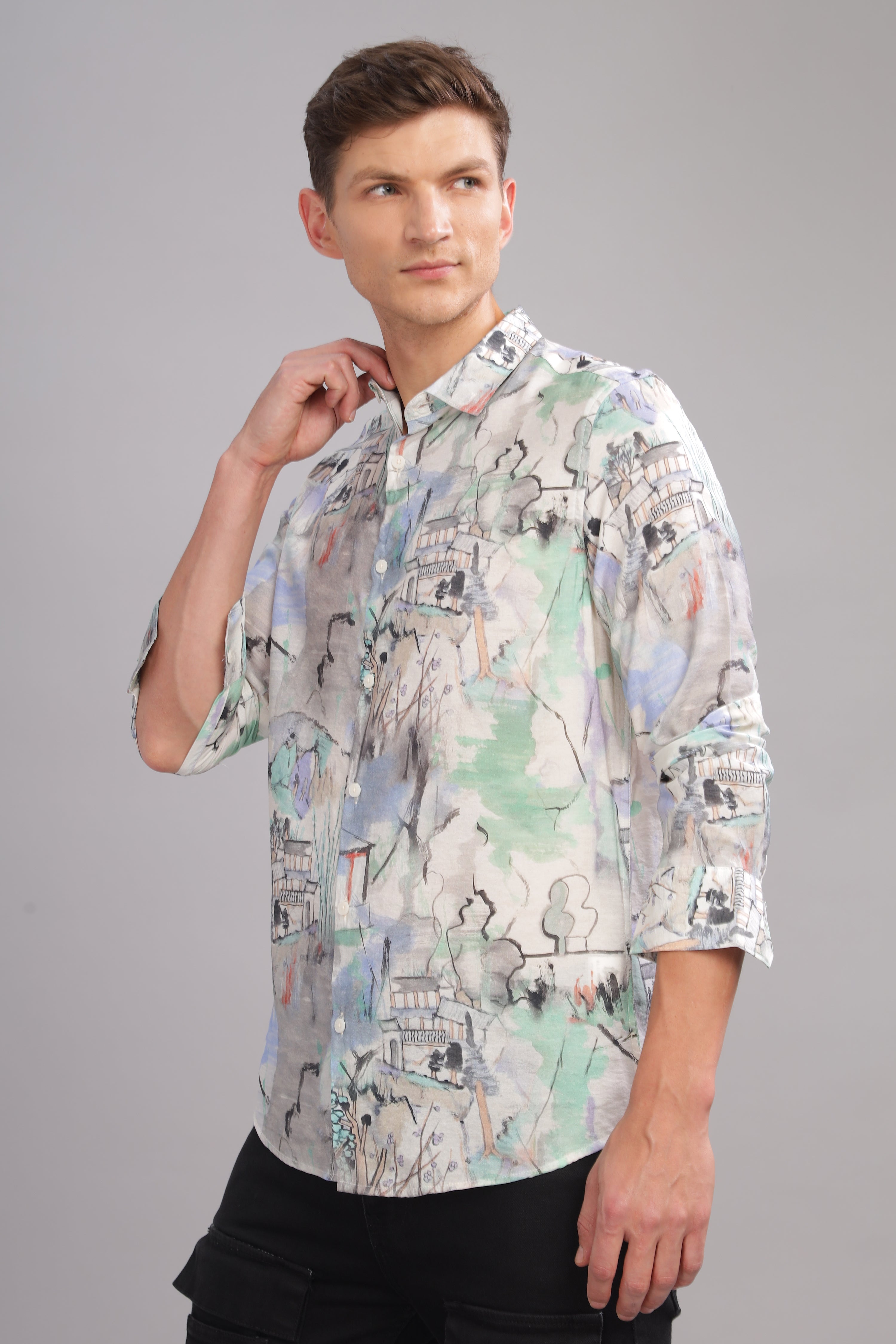 Men Light Blue Slim Fit Shirt