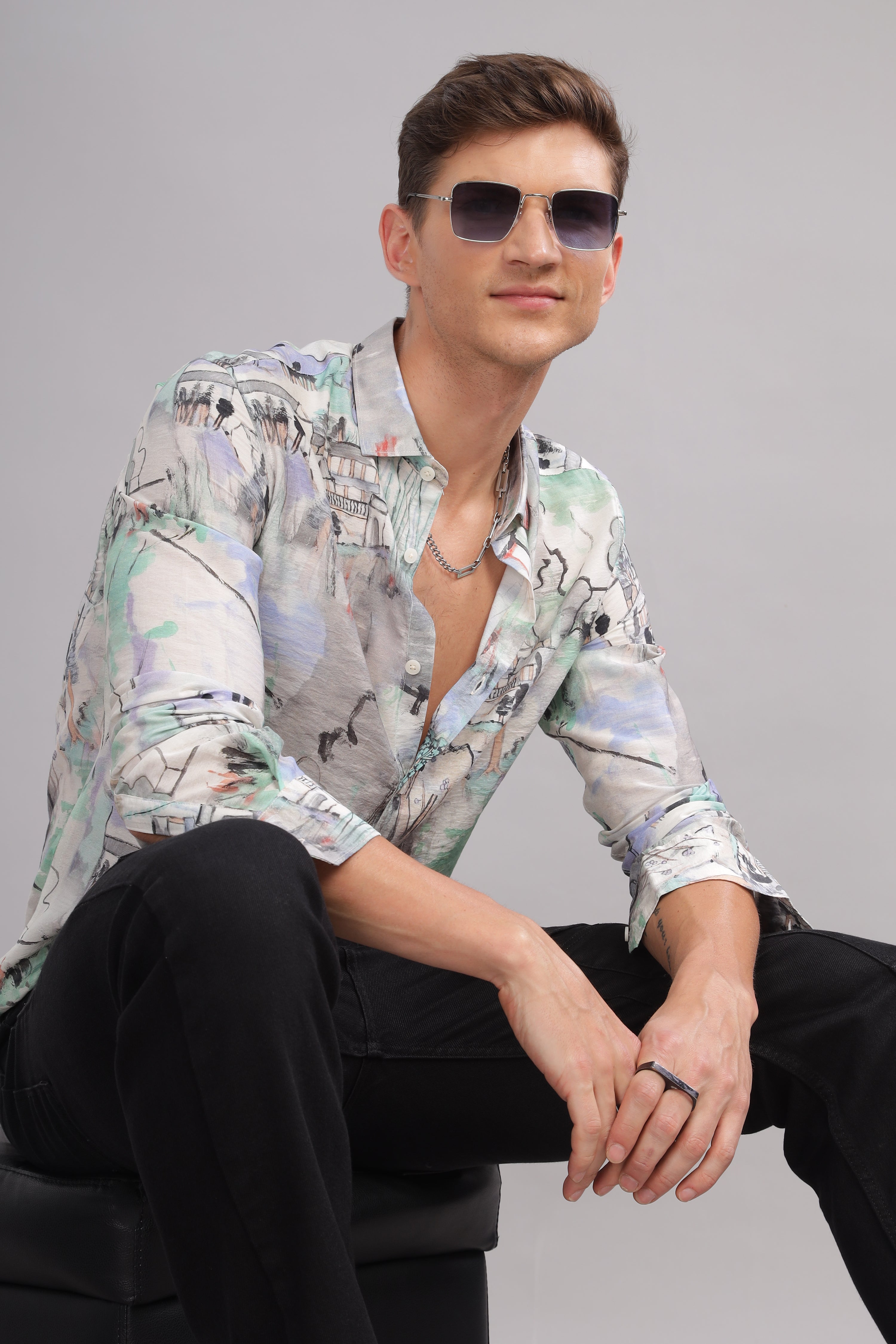 Men Light Blue Slim Fit Shirt