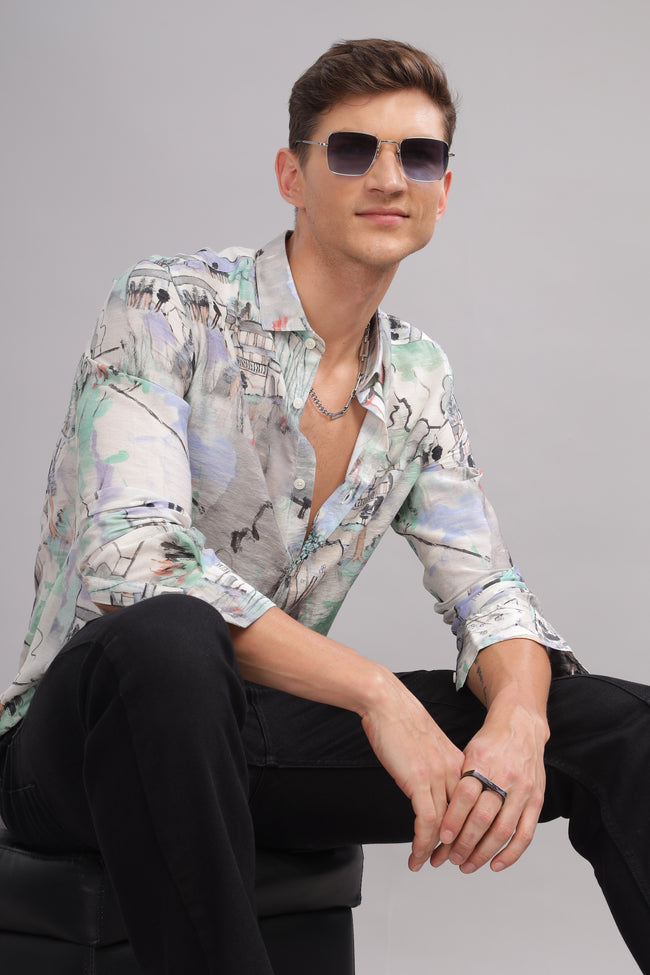 Men Light Blue Slim Fit Shirt