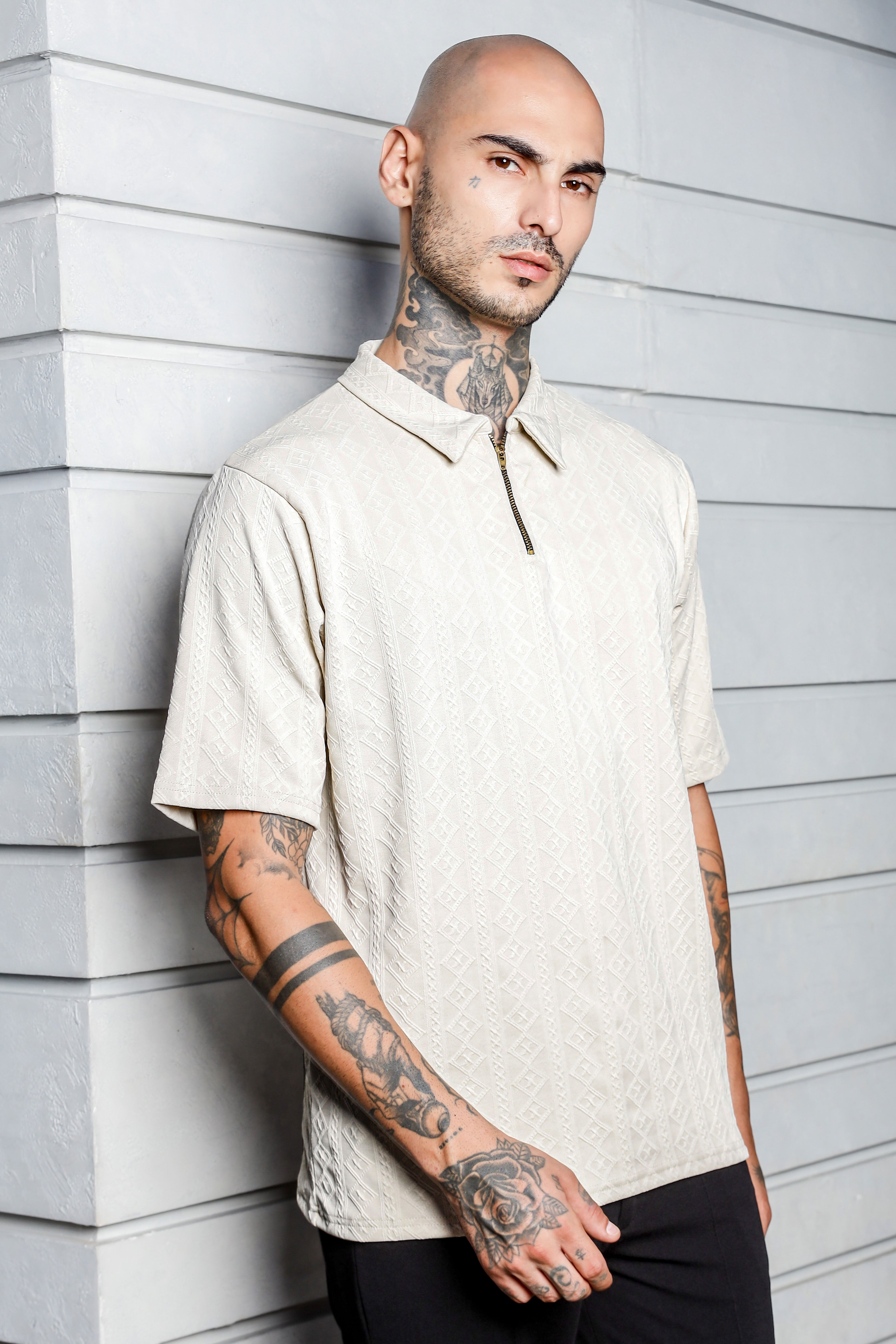 Unisex White Oversized Polo T-shirt