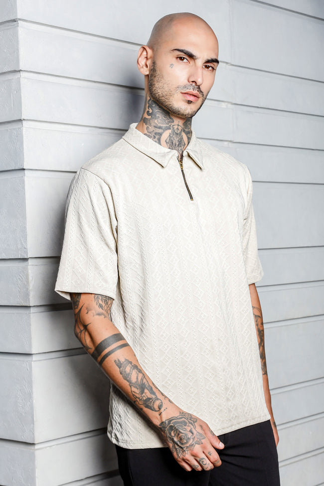 Unisex White Oversized Polo T-shirt