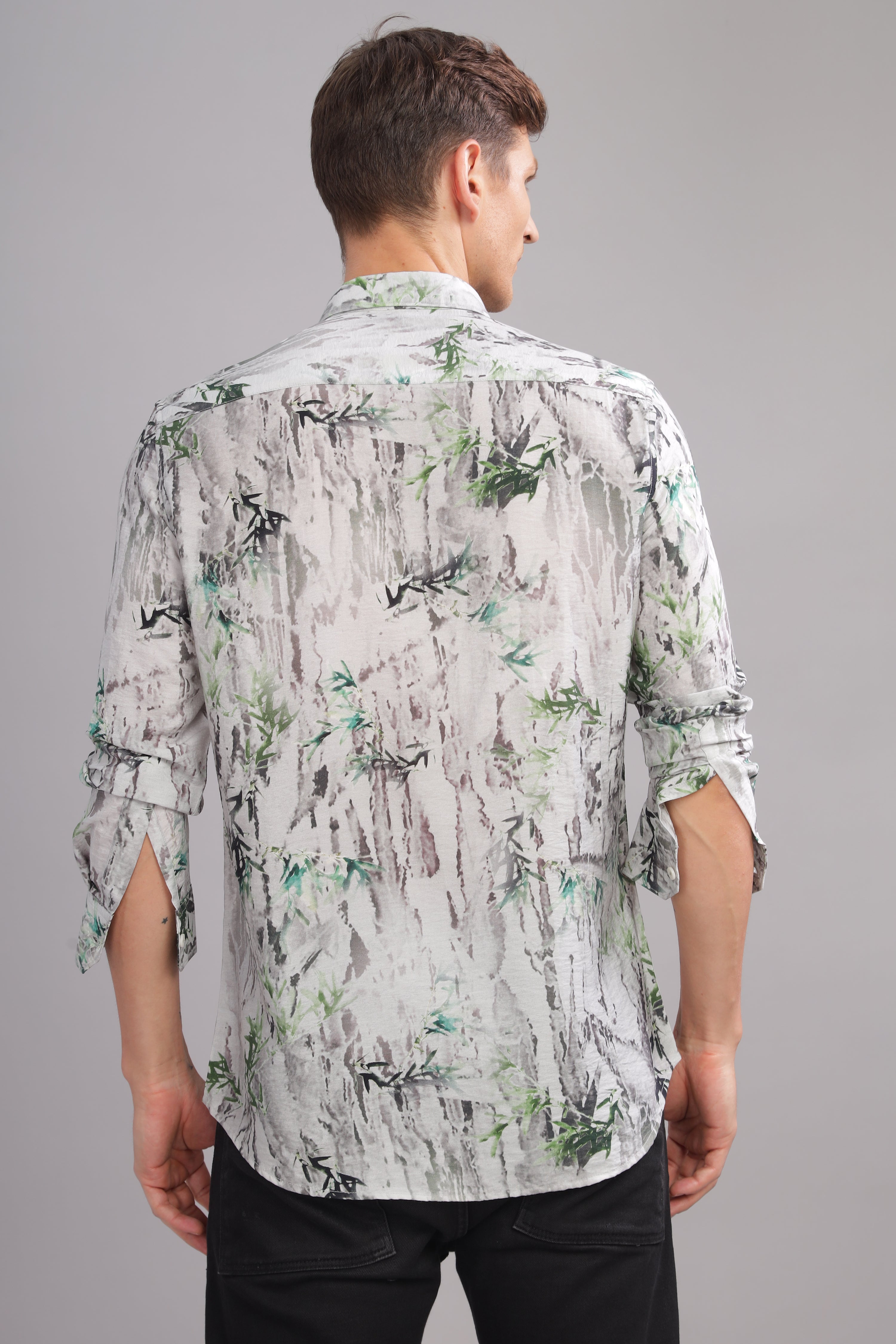 Men Dark Grey Slim Fit Shirt