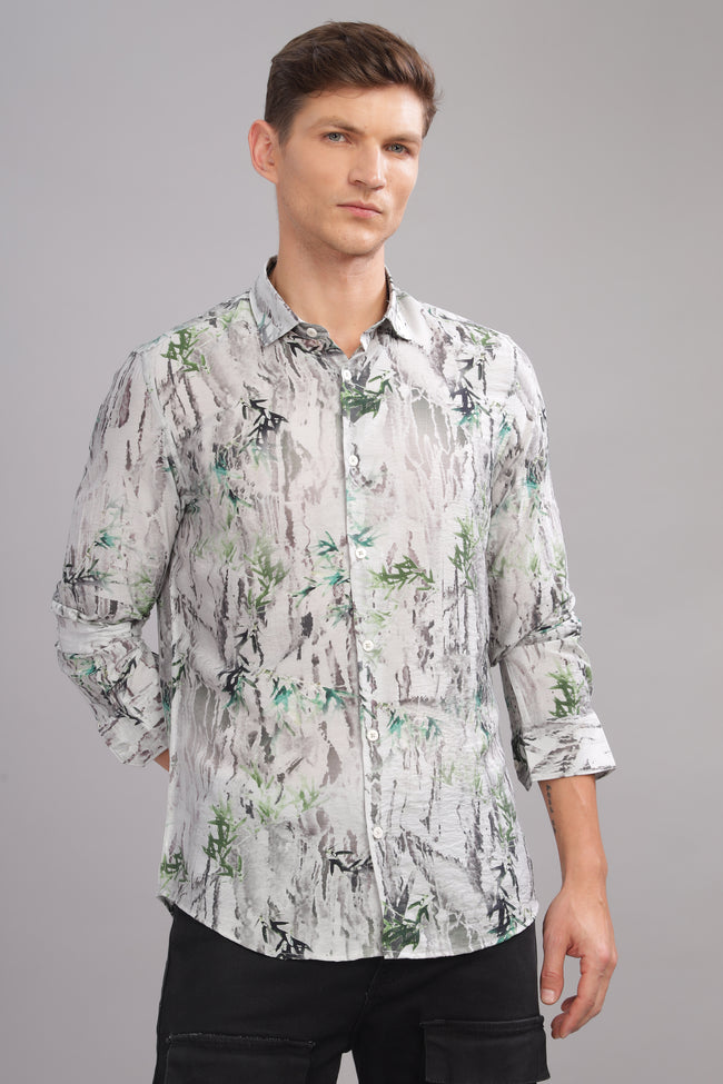 Men Dark Grey Slim Fit Shirt