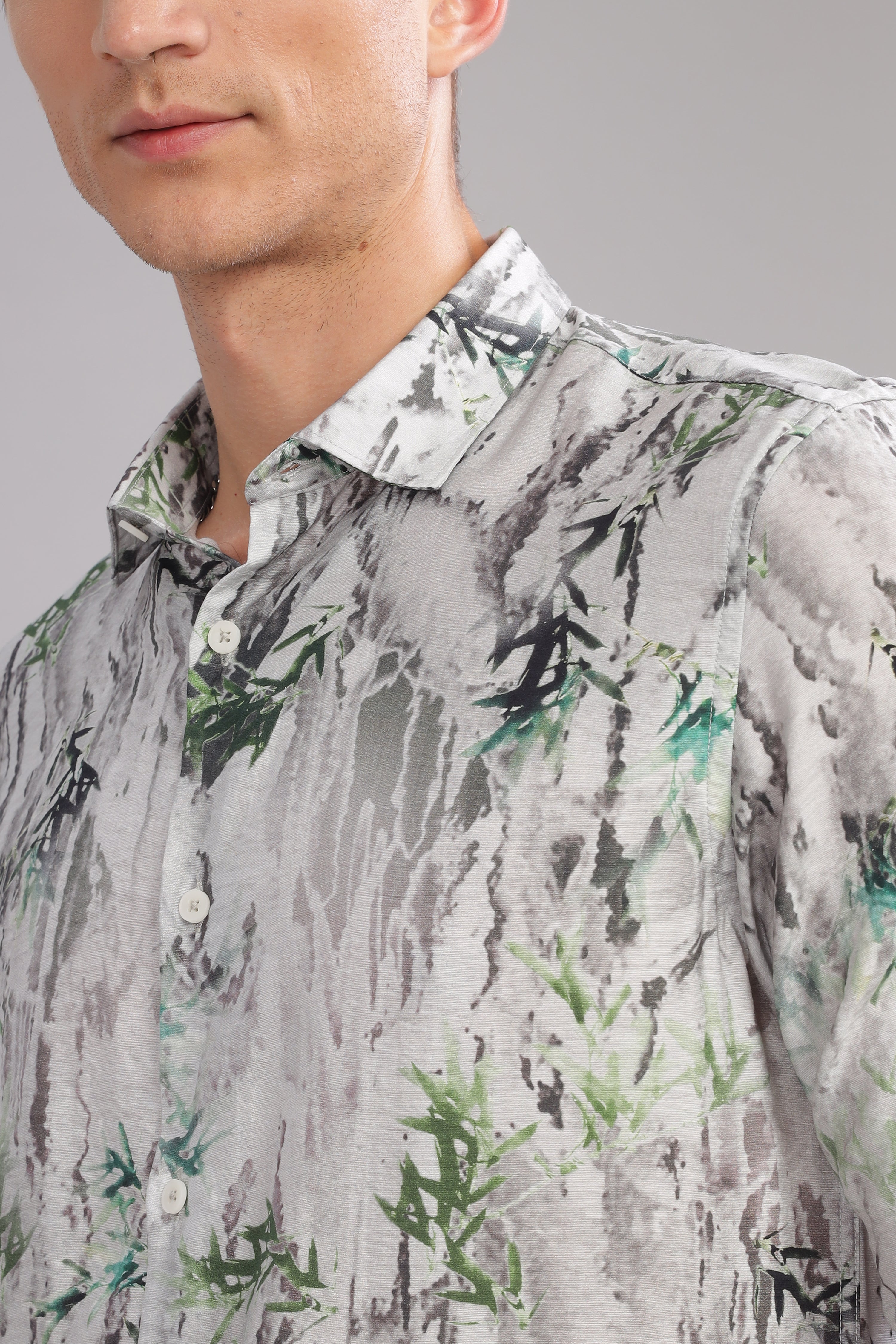 Men Dark Grey Slim Fit Shirt