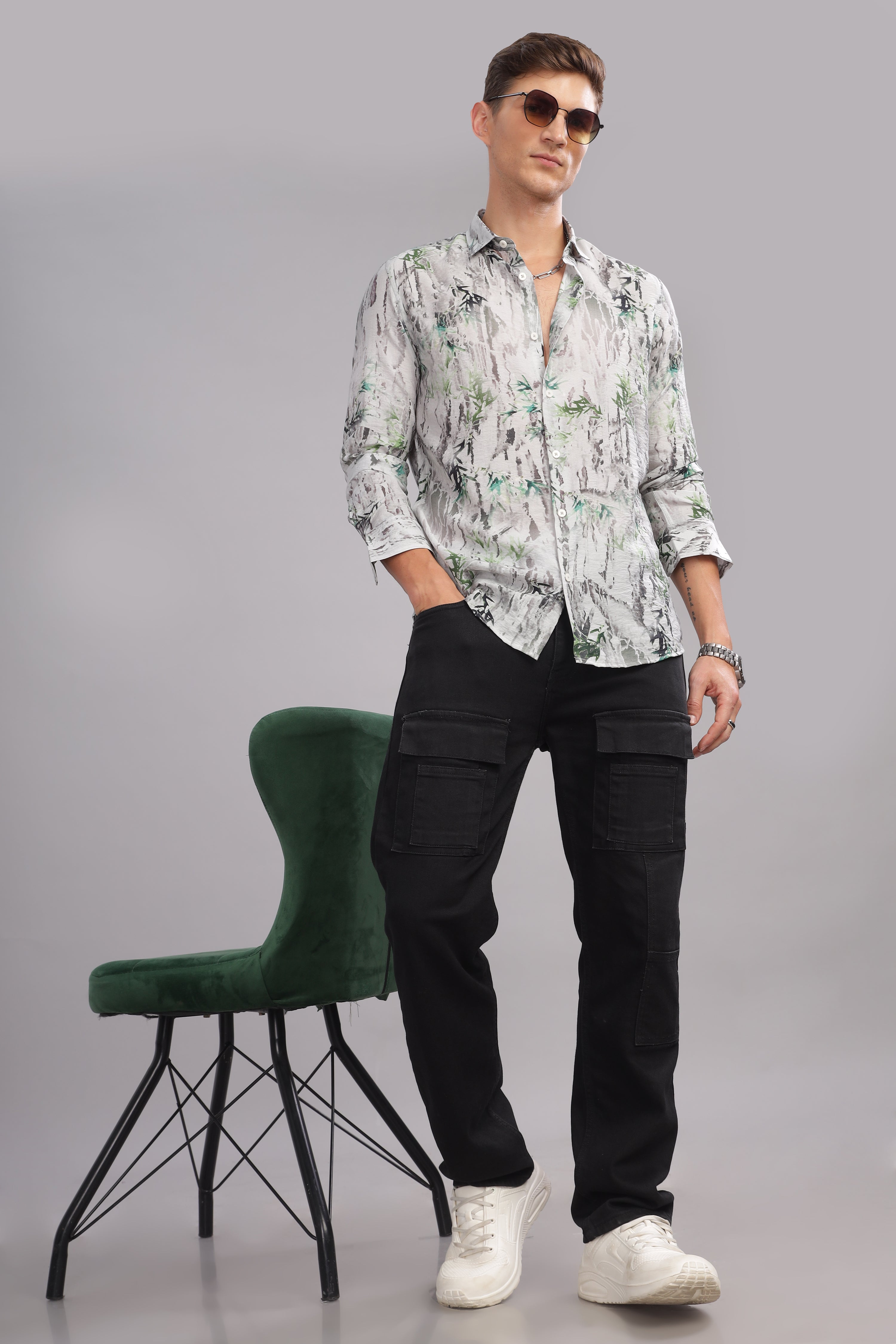 Men Dark Grey Slim Fit Shirt