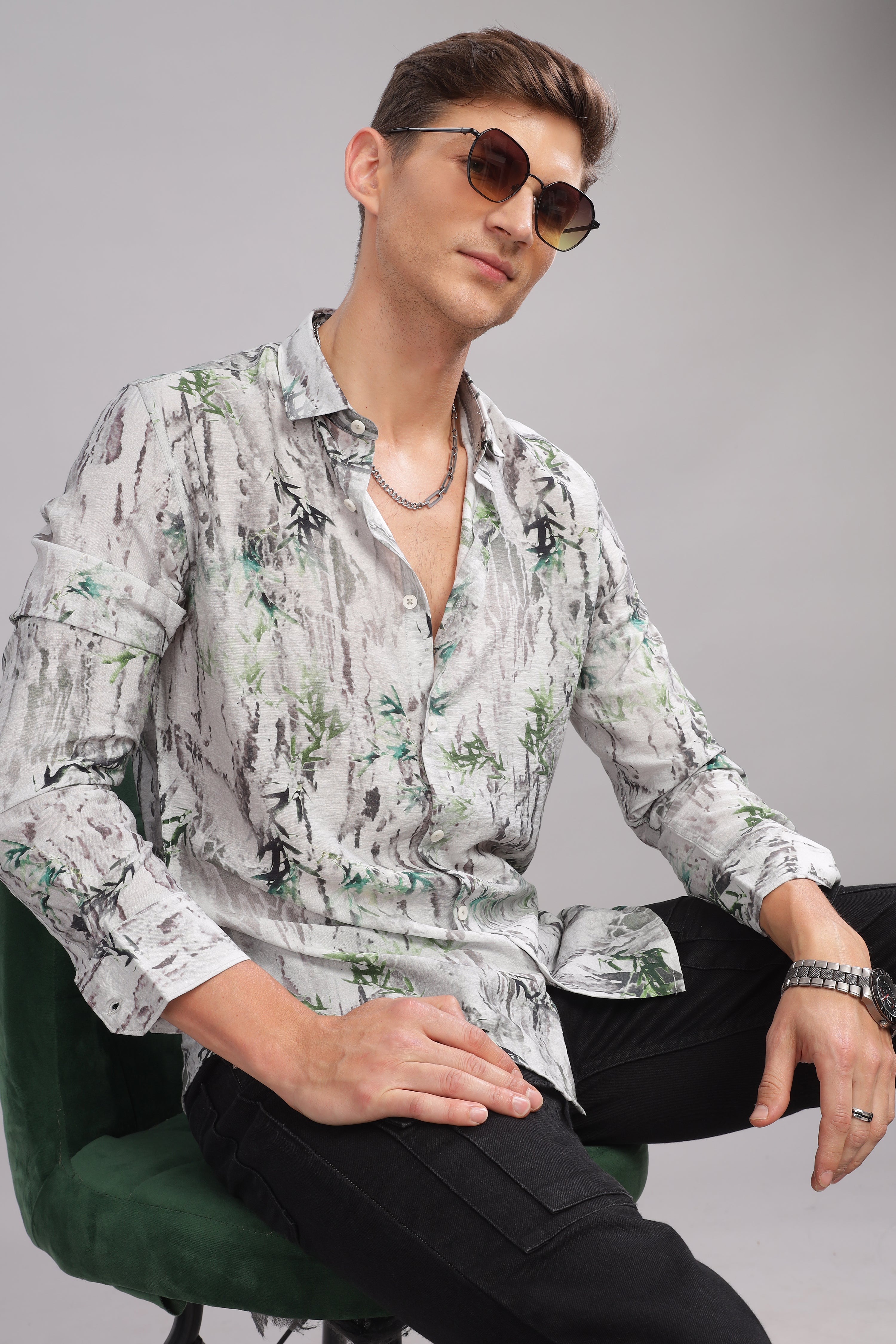 Men Dark Grey Slim Fit Shirt