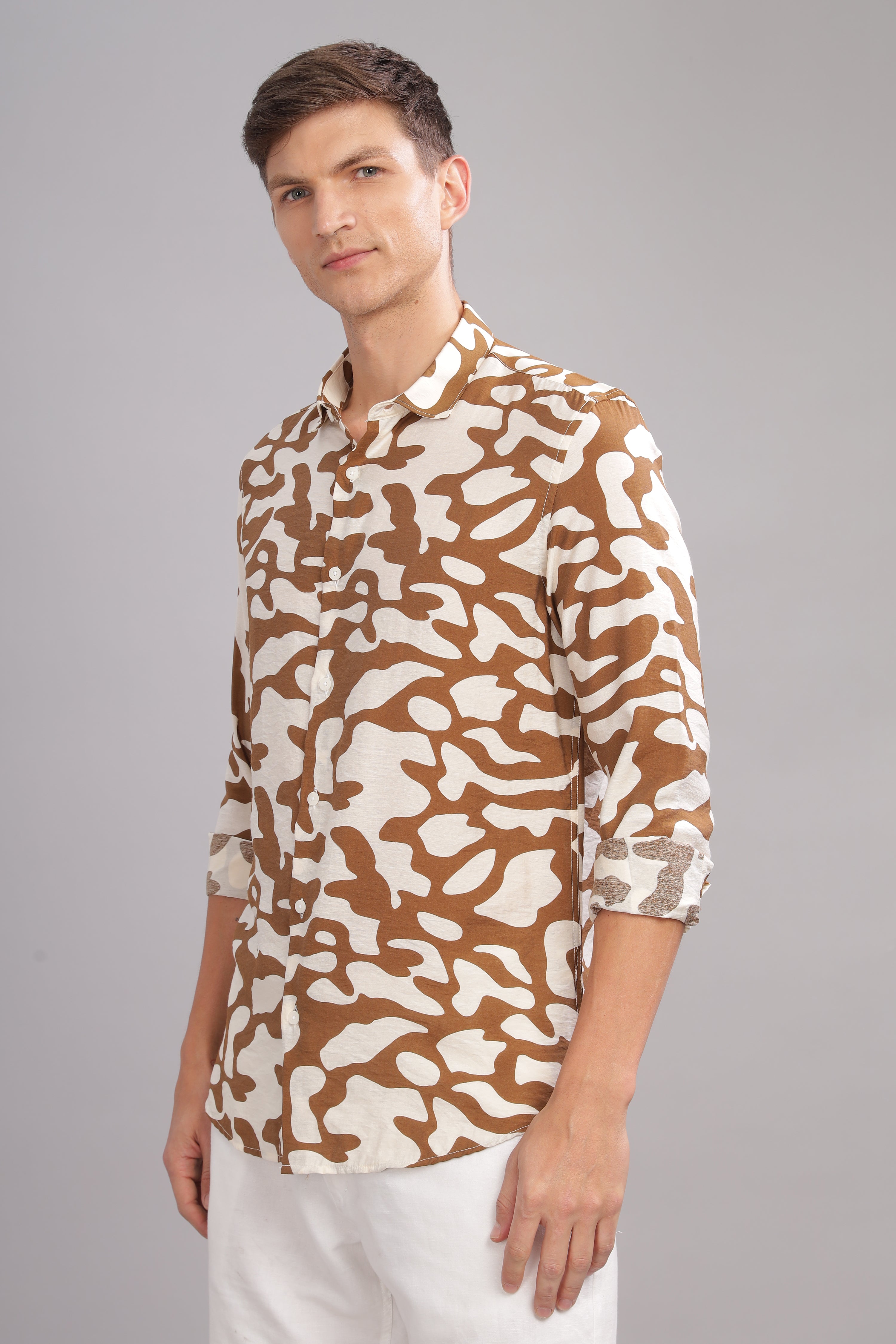 Men Brown Slim Fit Shirt