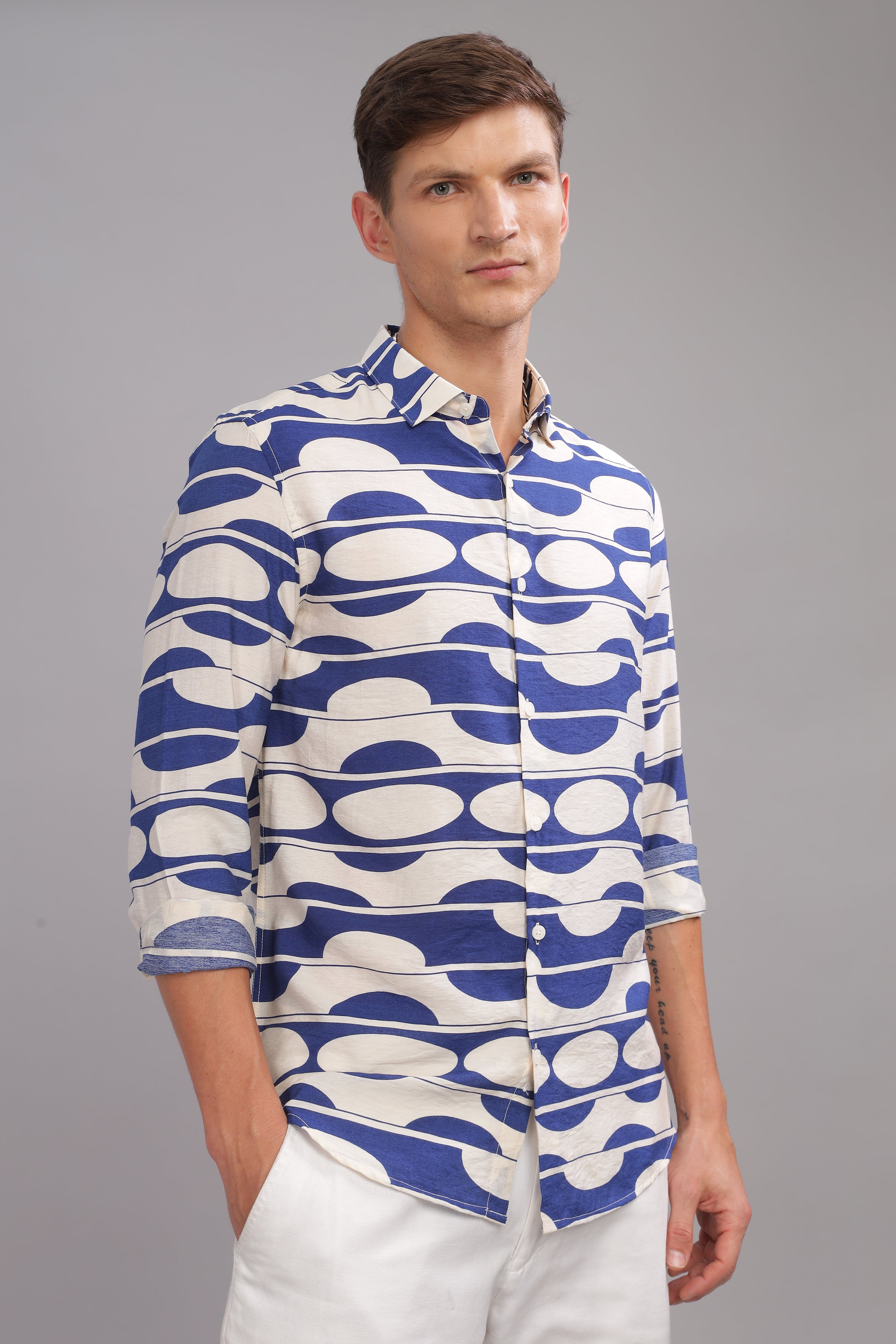 Men Dark Blue Slim Fit Shirt