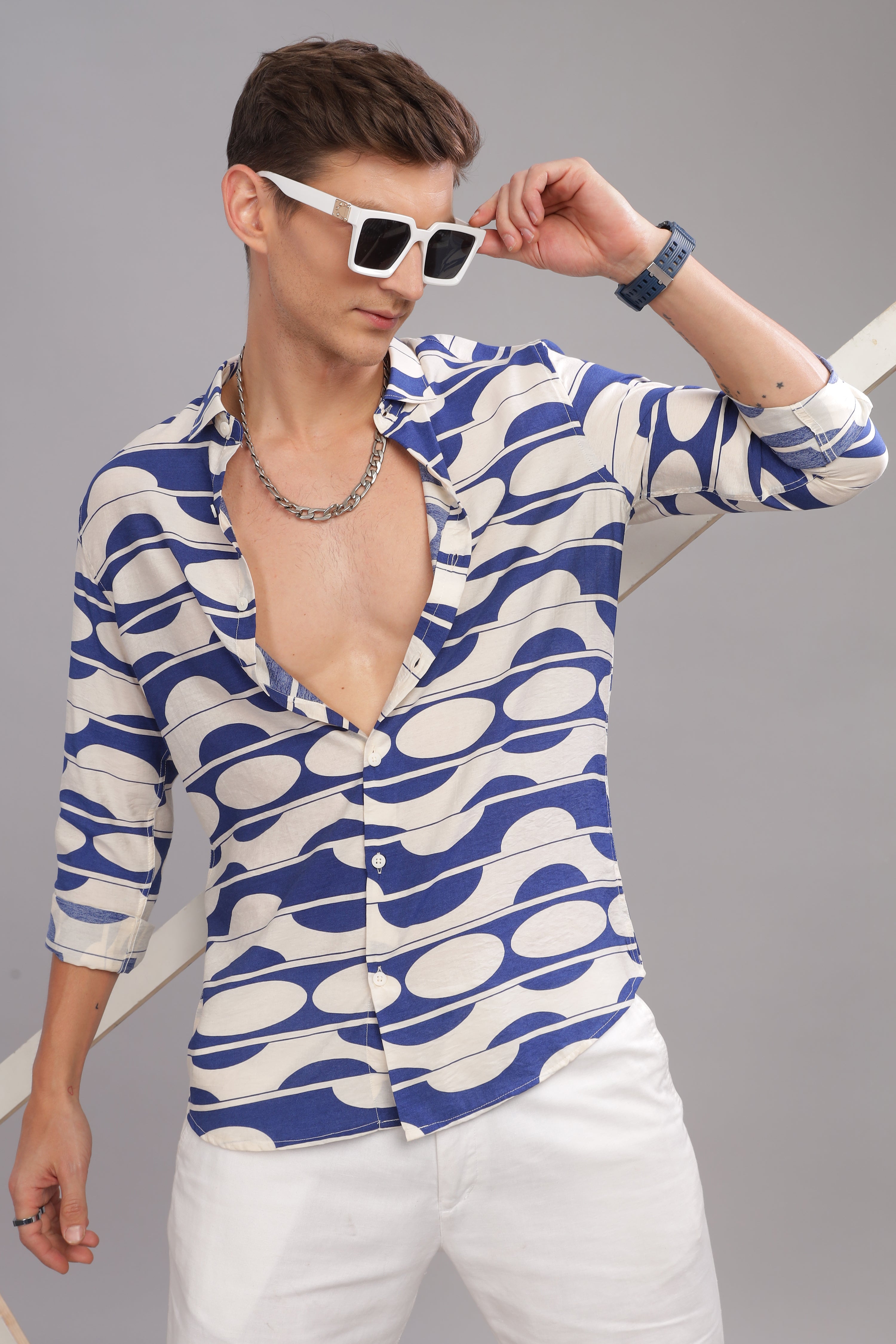 Men Dark Blue Slim Fit Shirt