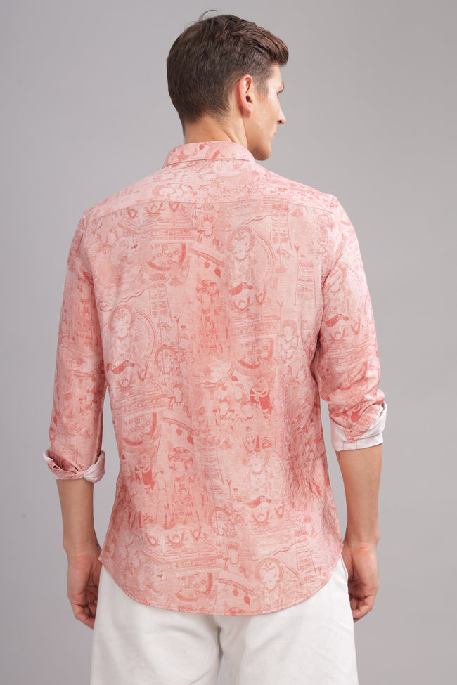 Men Peach Slim Fit Shirt