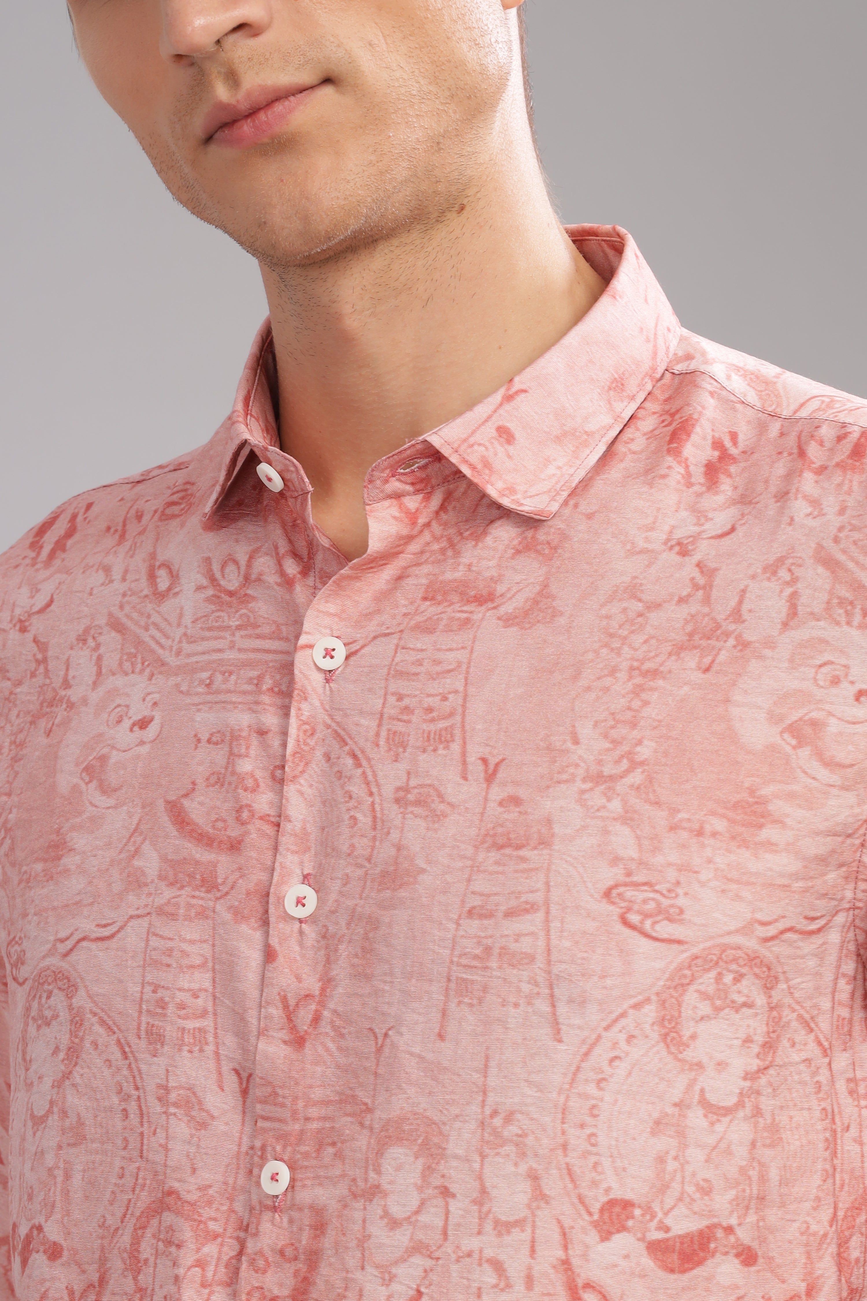 Men Peach Slim Fit Shirt