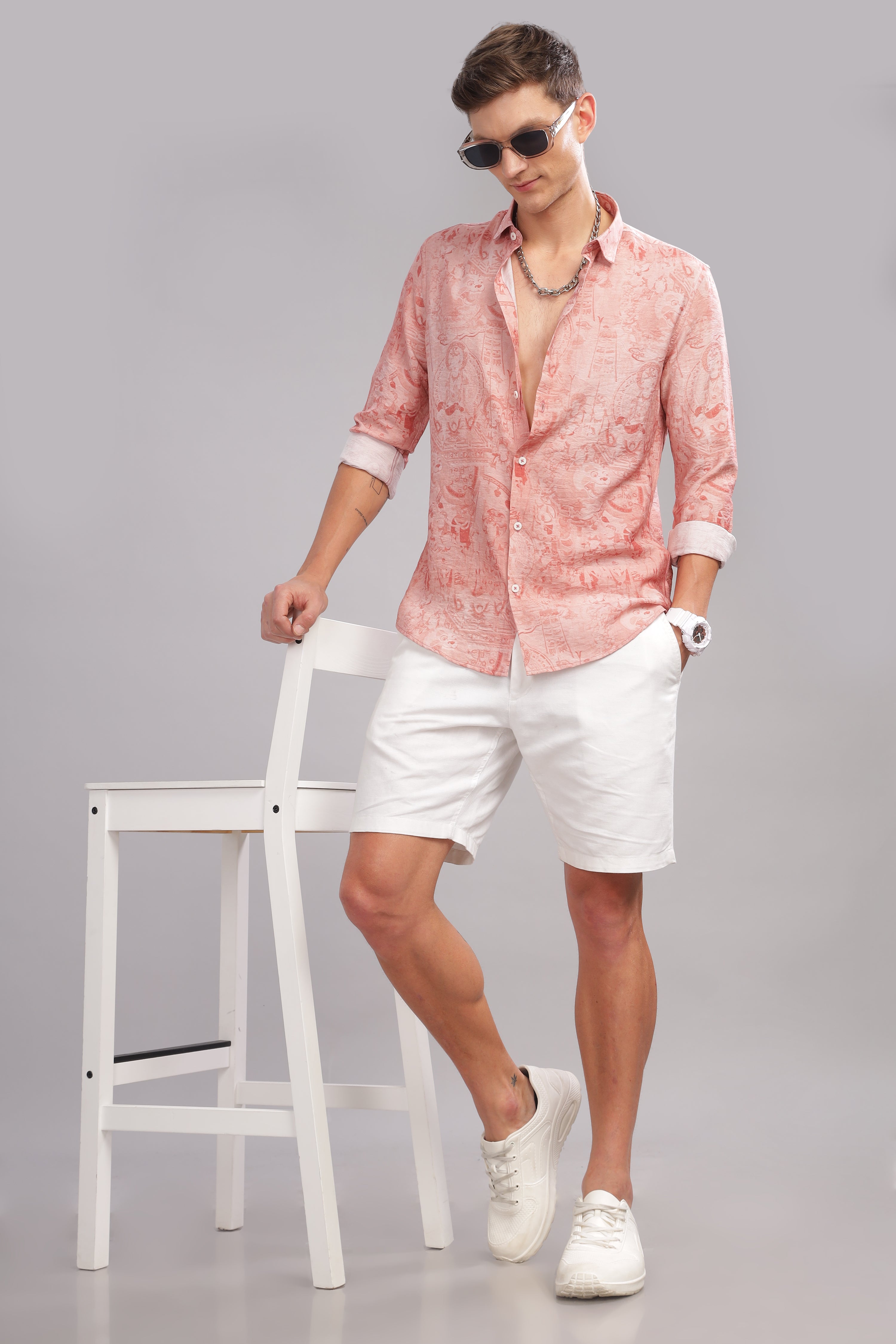 Men Peach Slim Fit Shirt