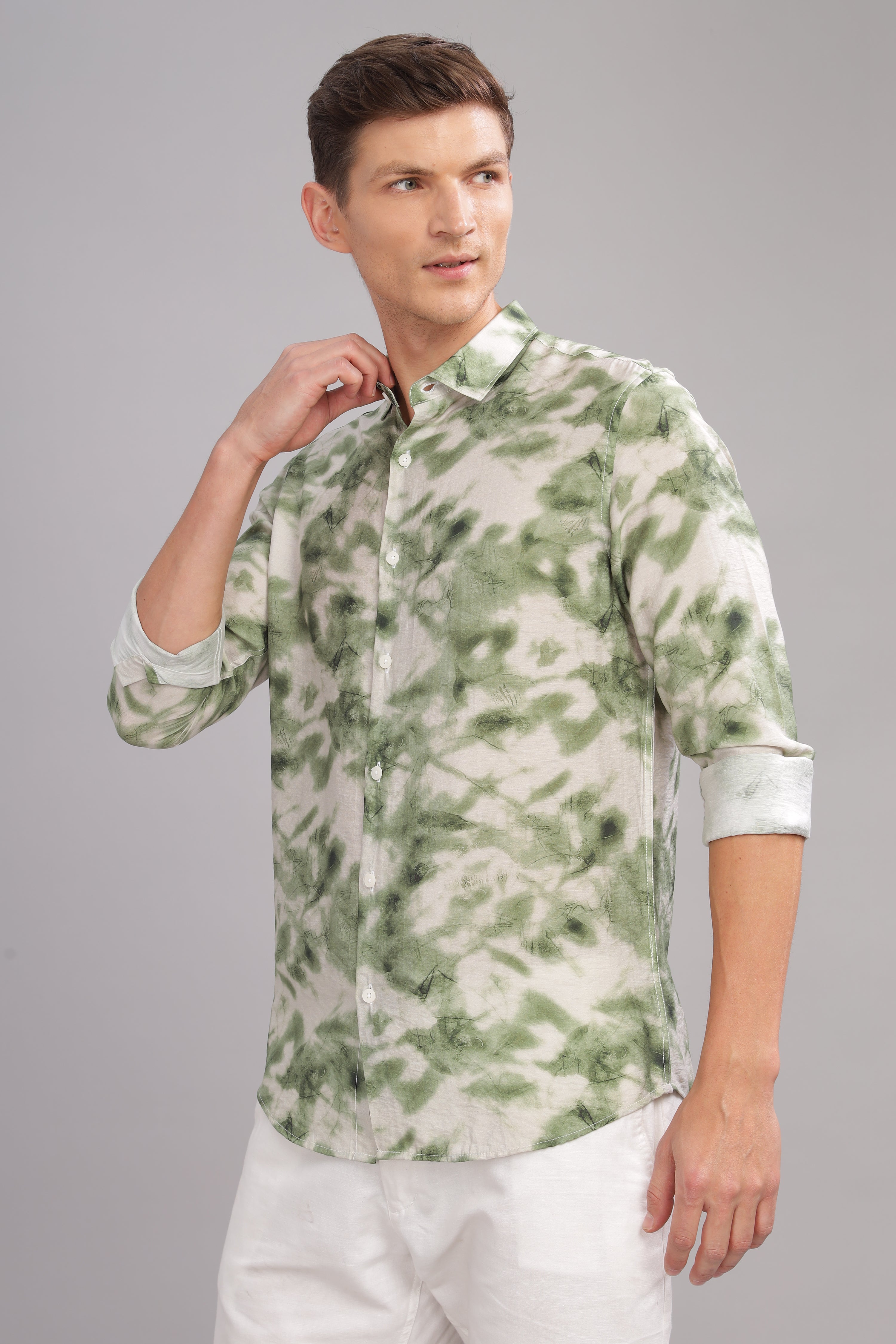 Men Light Green Slim Fit Shirt