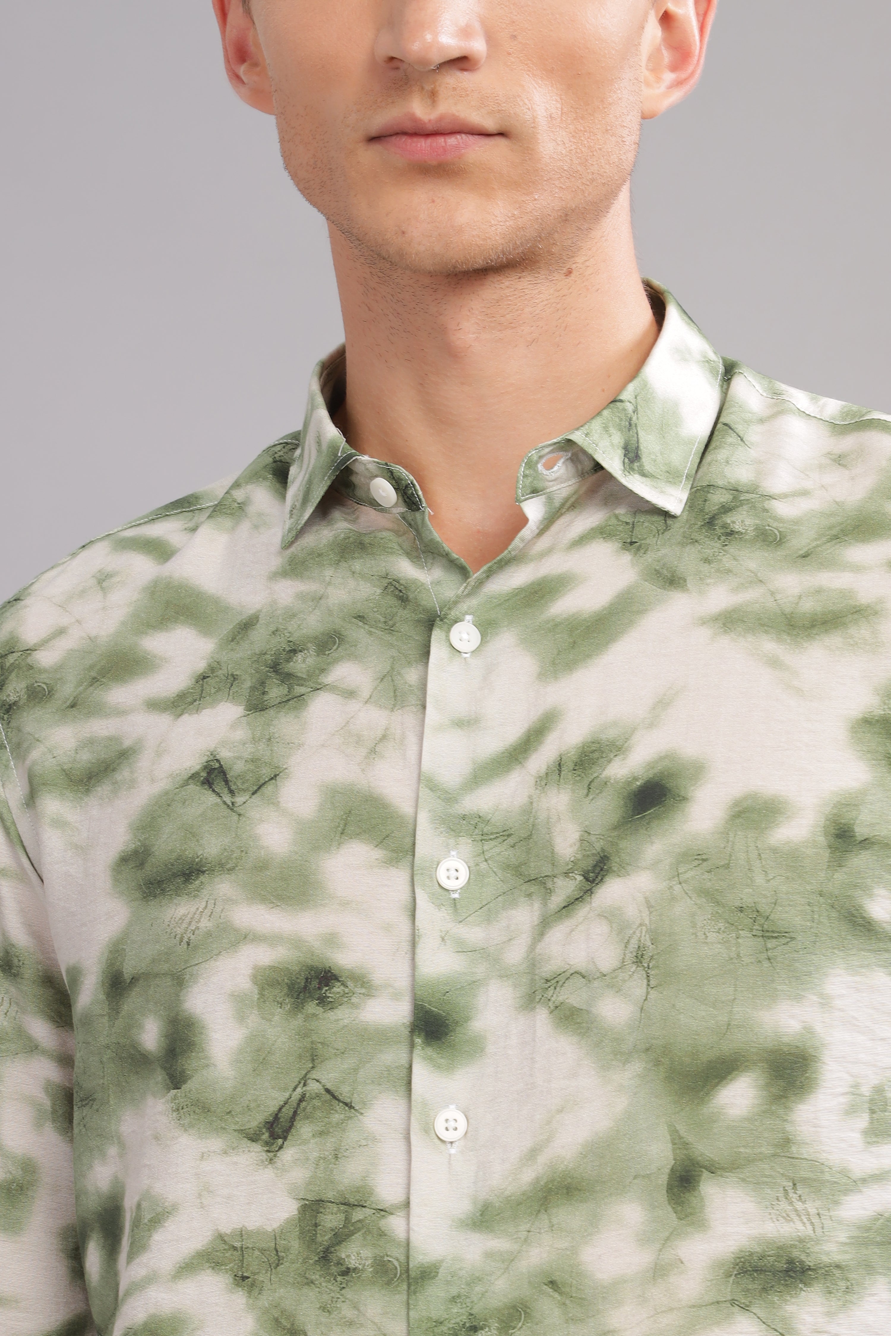 Men Light Green Slim Fit Shirt