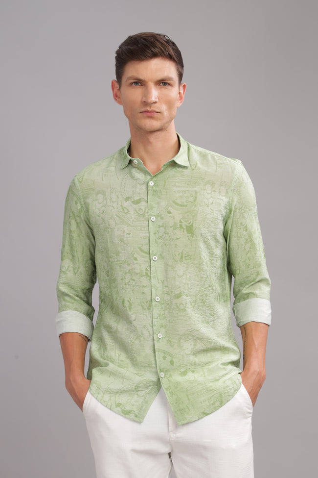 Men Green Slim Fit Shirt