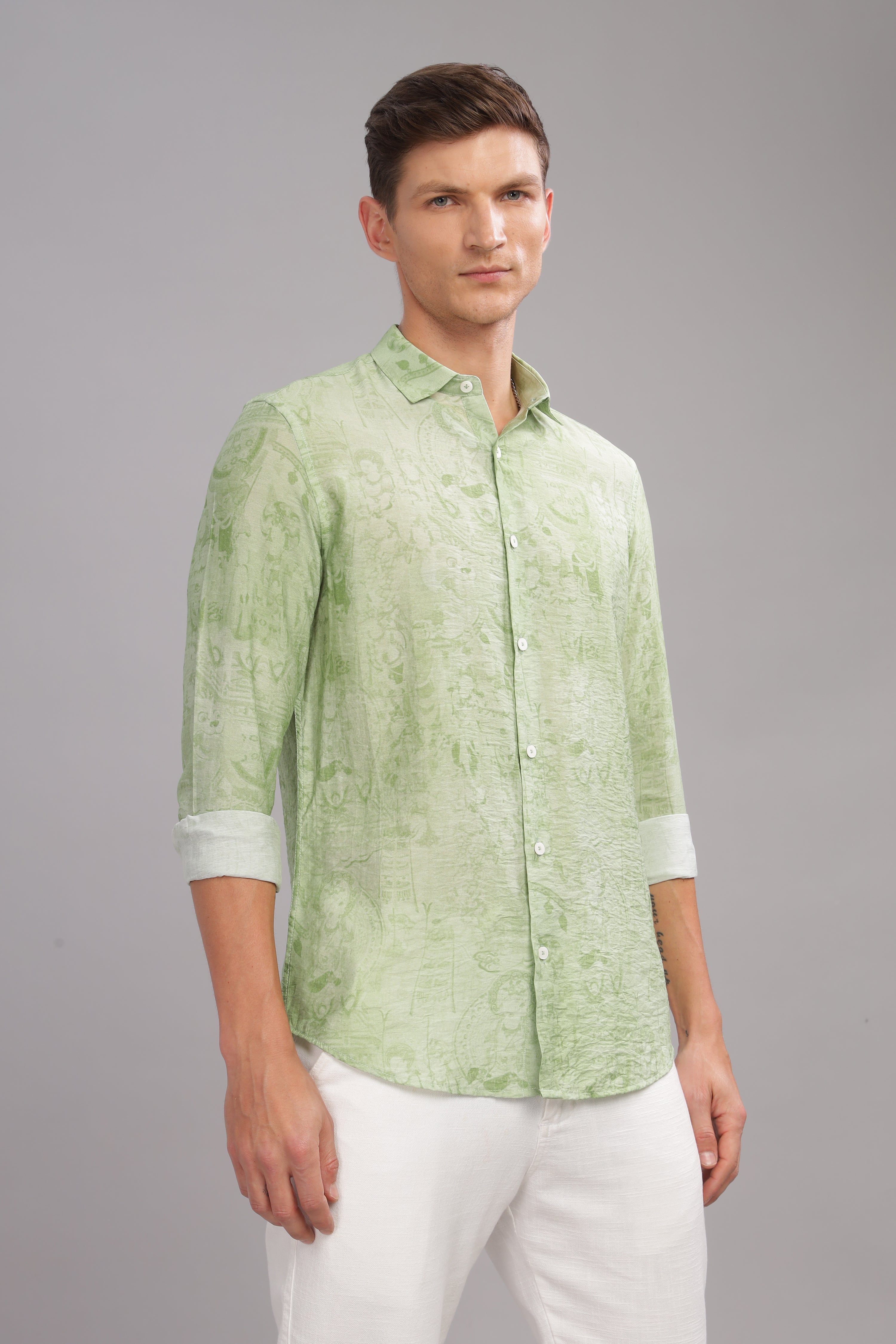 Men Green Slim Fit Shirt