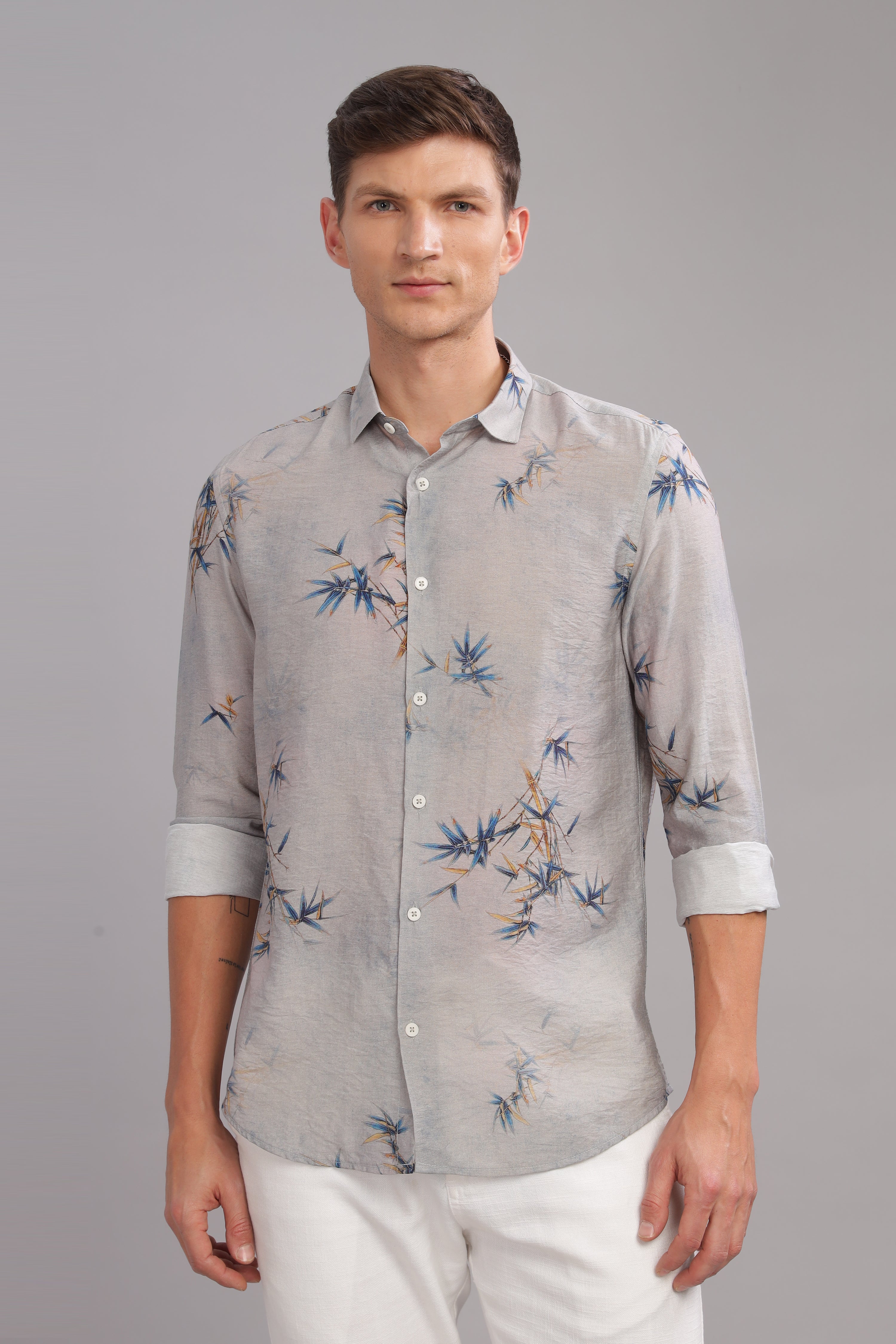 Men Grey Slim Fit Shirt