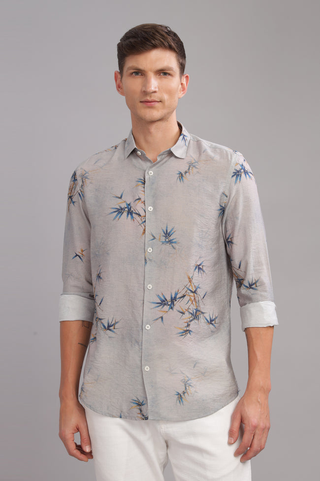 Men Grey Slim Fit Shirt