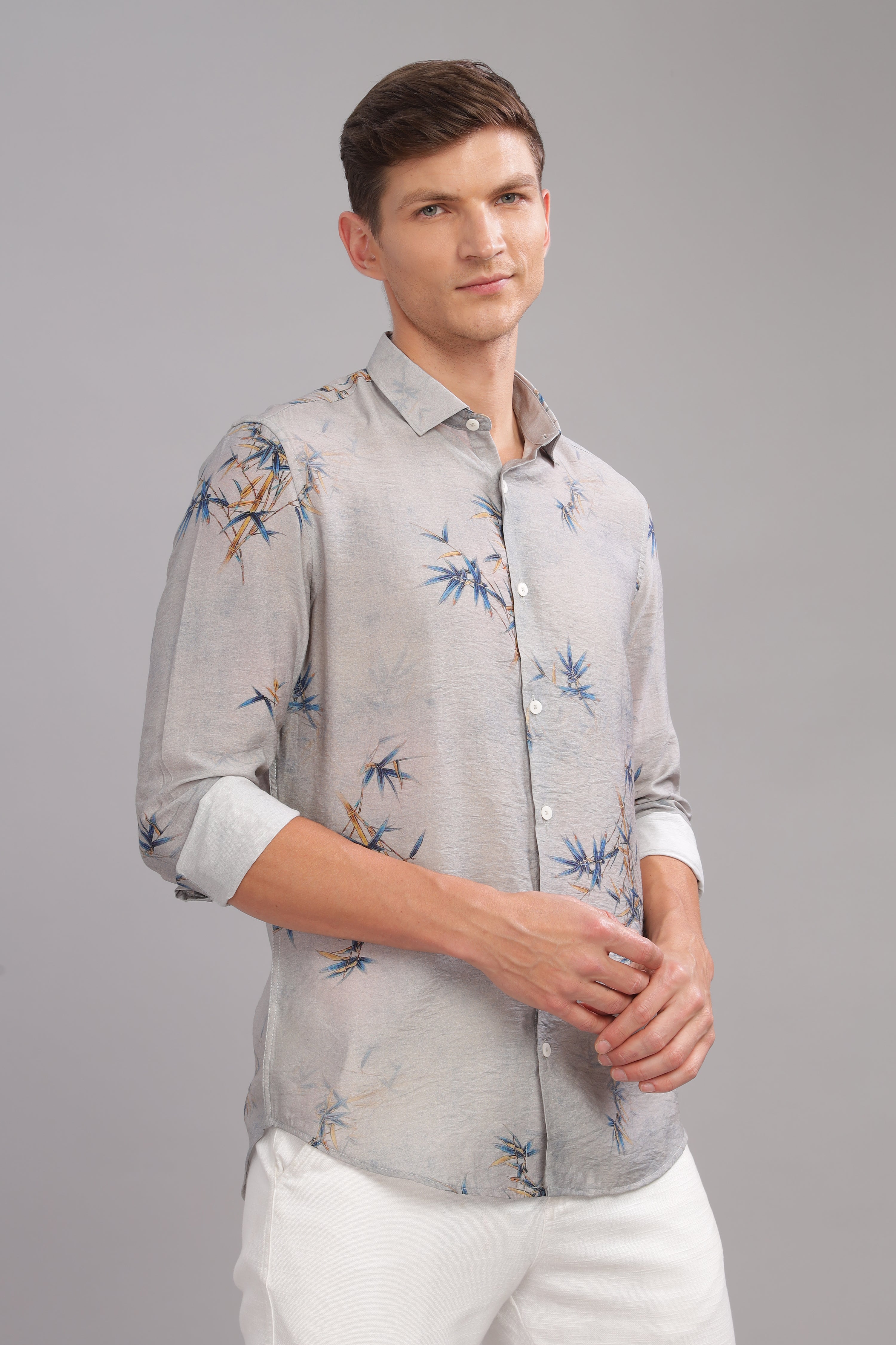 Men Grey Slim Fit Shirt
