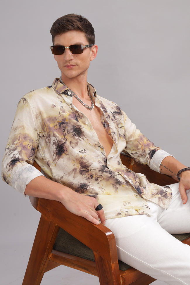 Men Beige Slim Fit Shirt