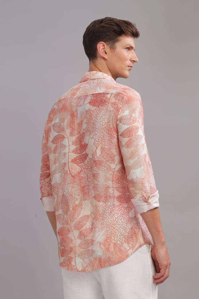 Men Red White Slim Fit Shirt