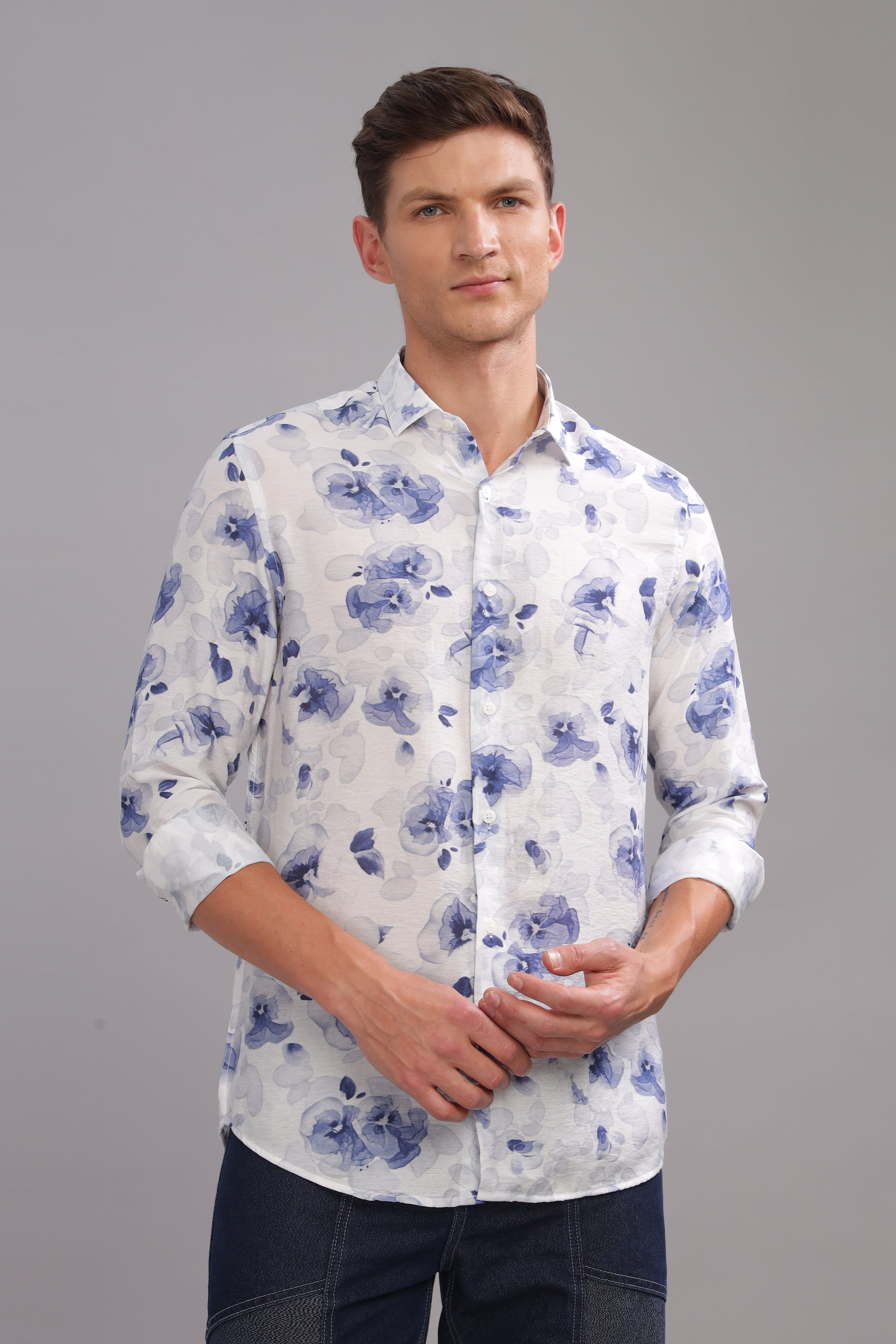 Men Navy Slim Fit Shirt