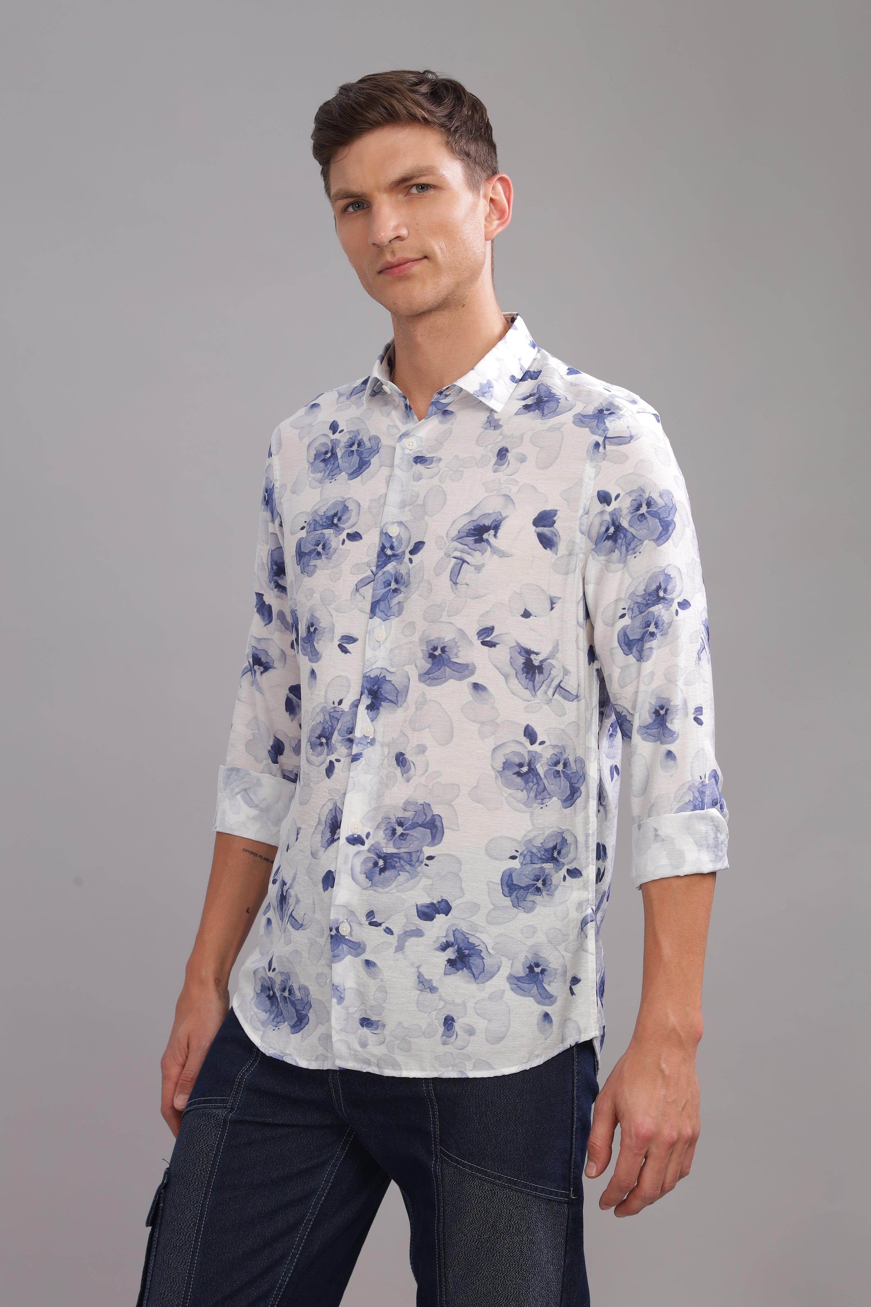 Men Navy Slim Fit Shirt