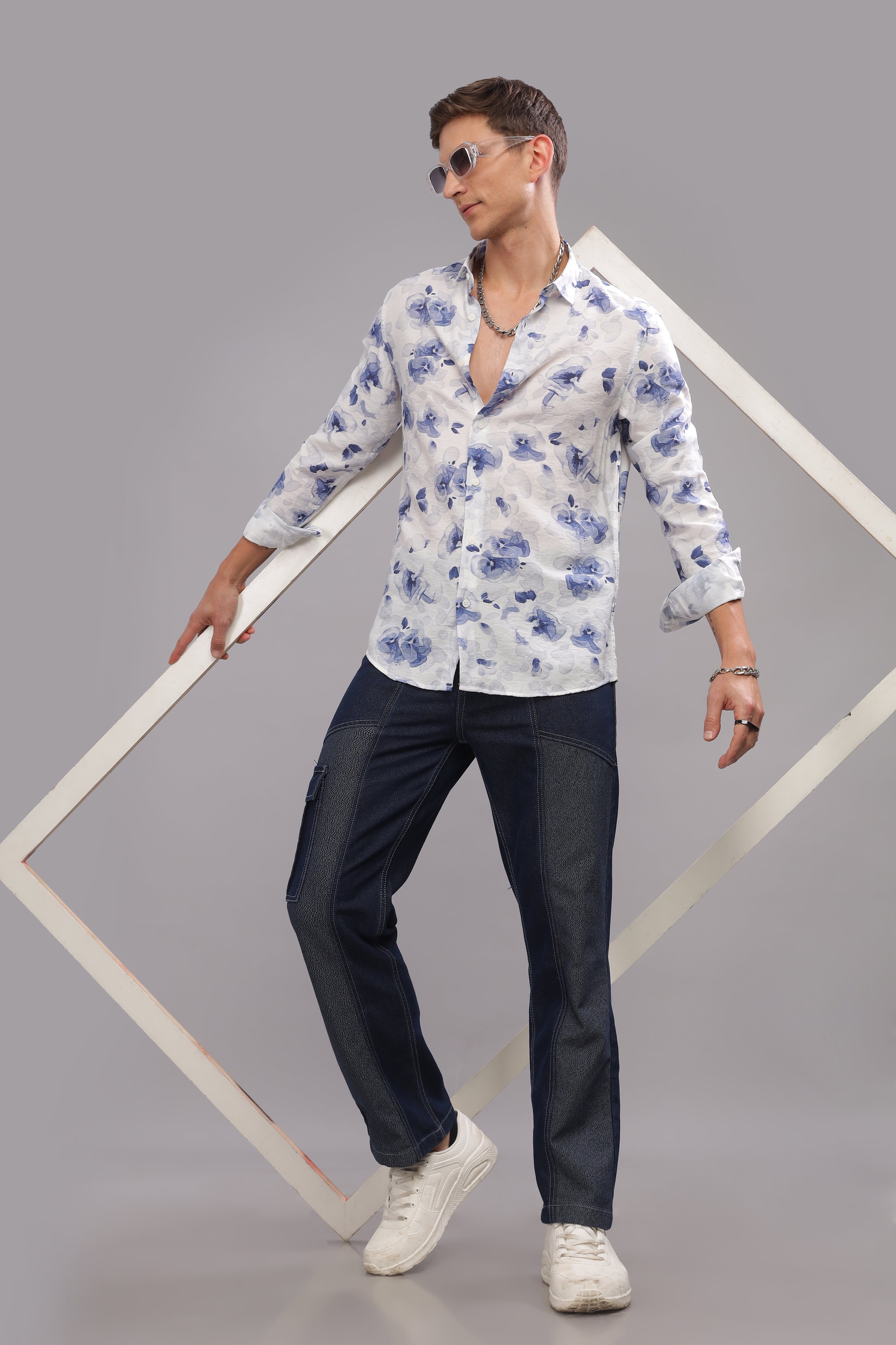 Men Navy Slim Fit Shirt