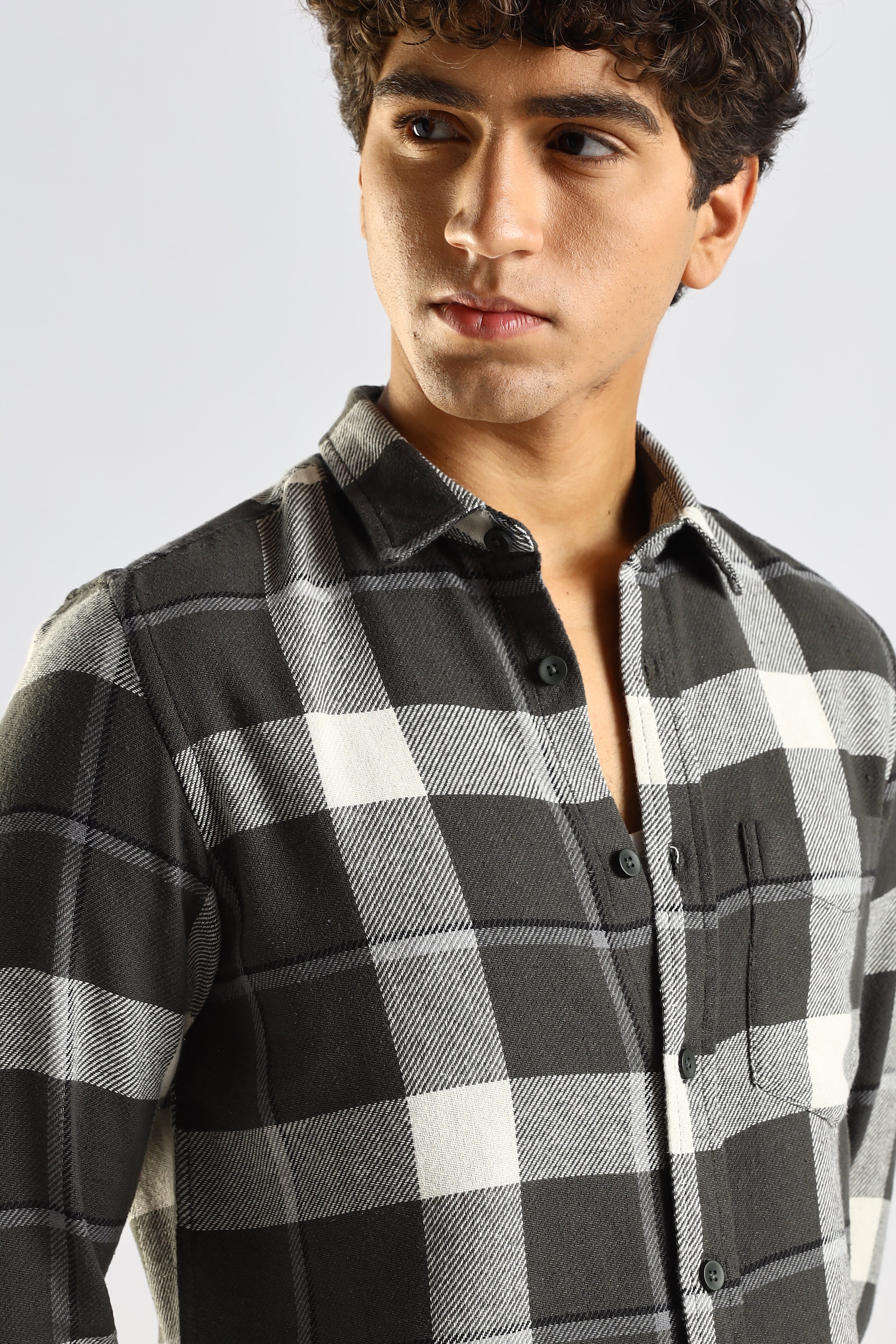 Men Green Cotton Blend Checked Shirt
