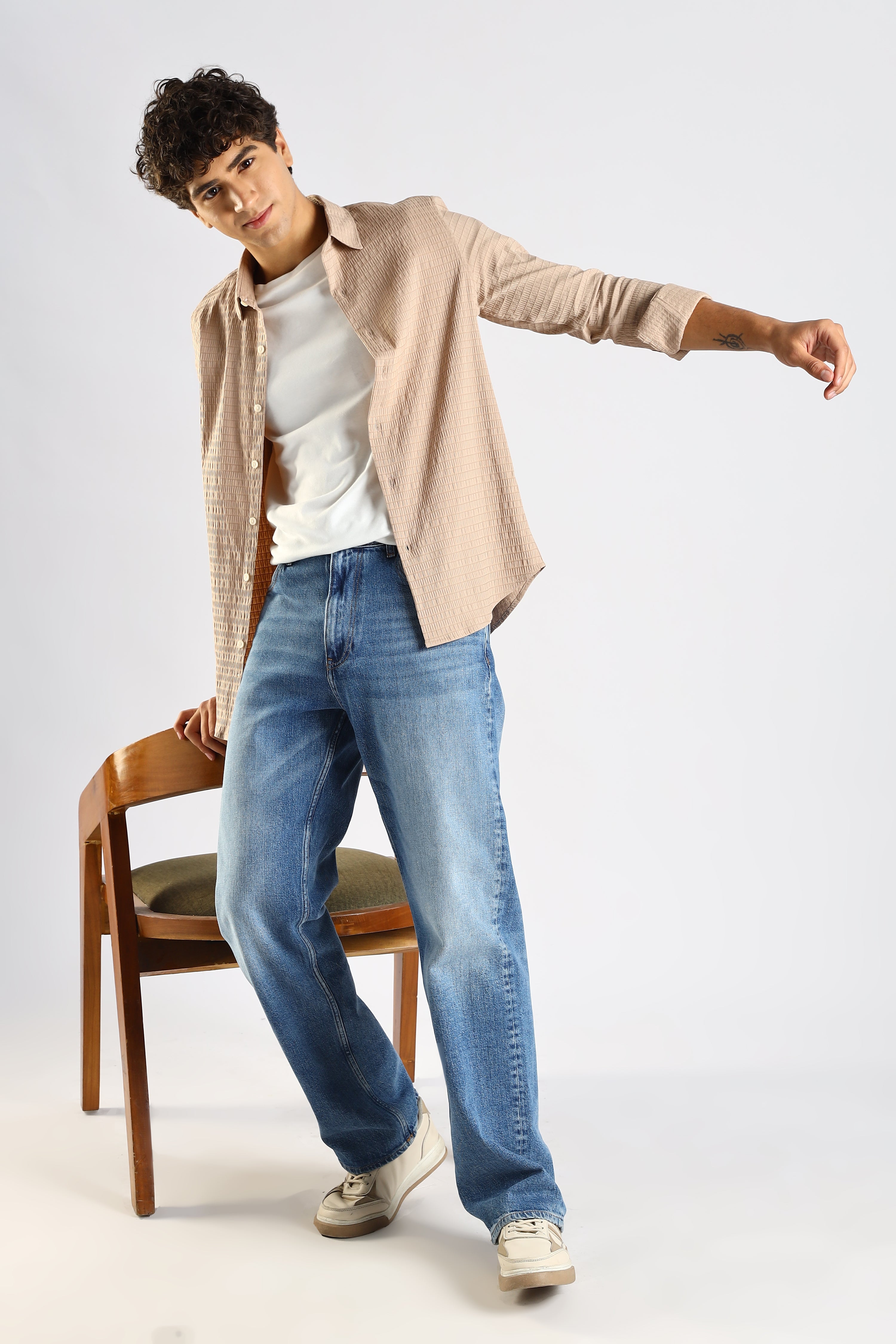 Men Brown Poly Blend Slim Fit Shirt