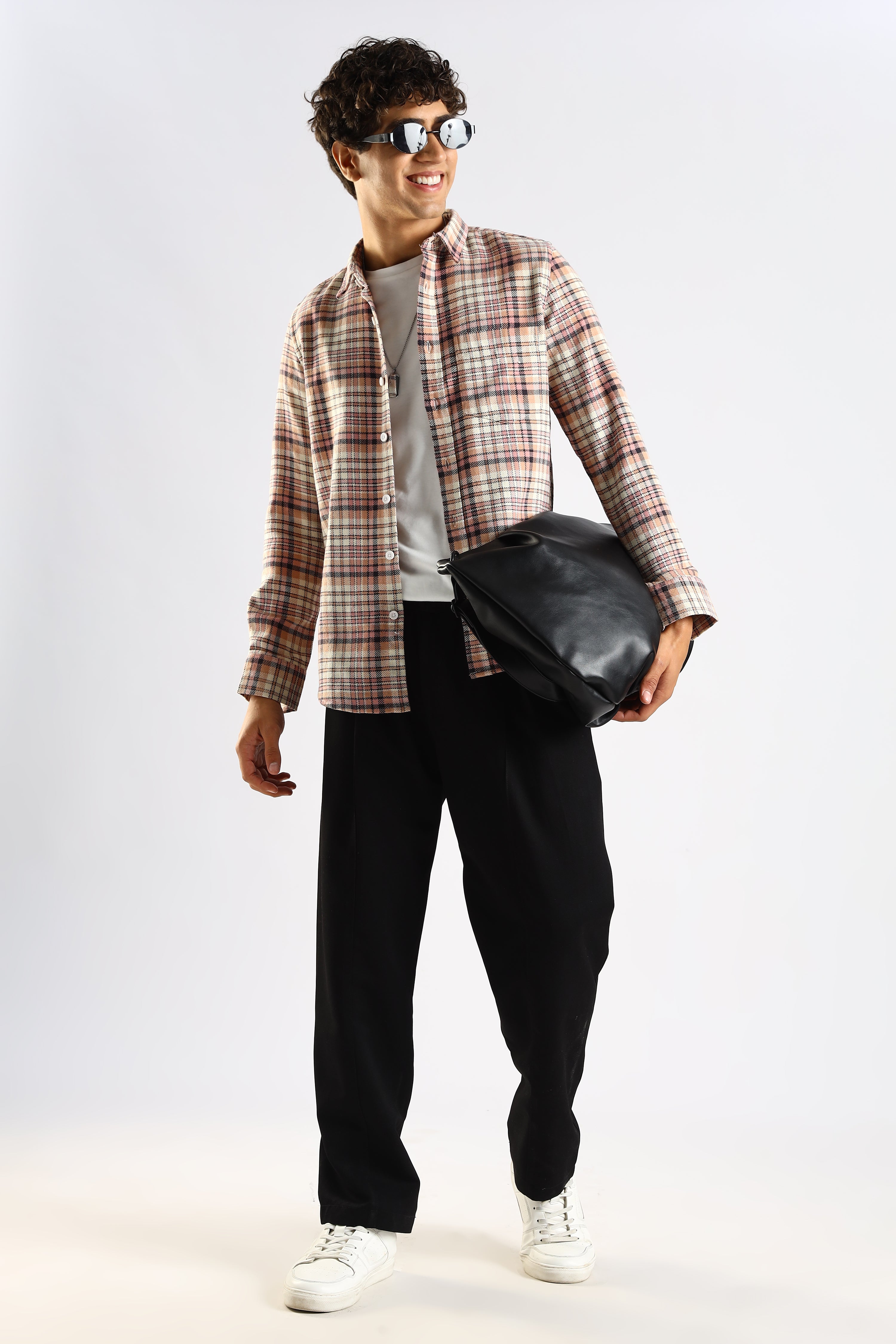 Men Pink Cotton Blend Checked Shirt