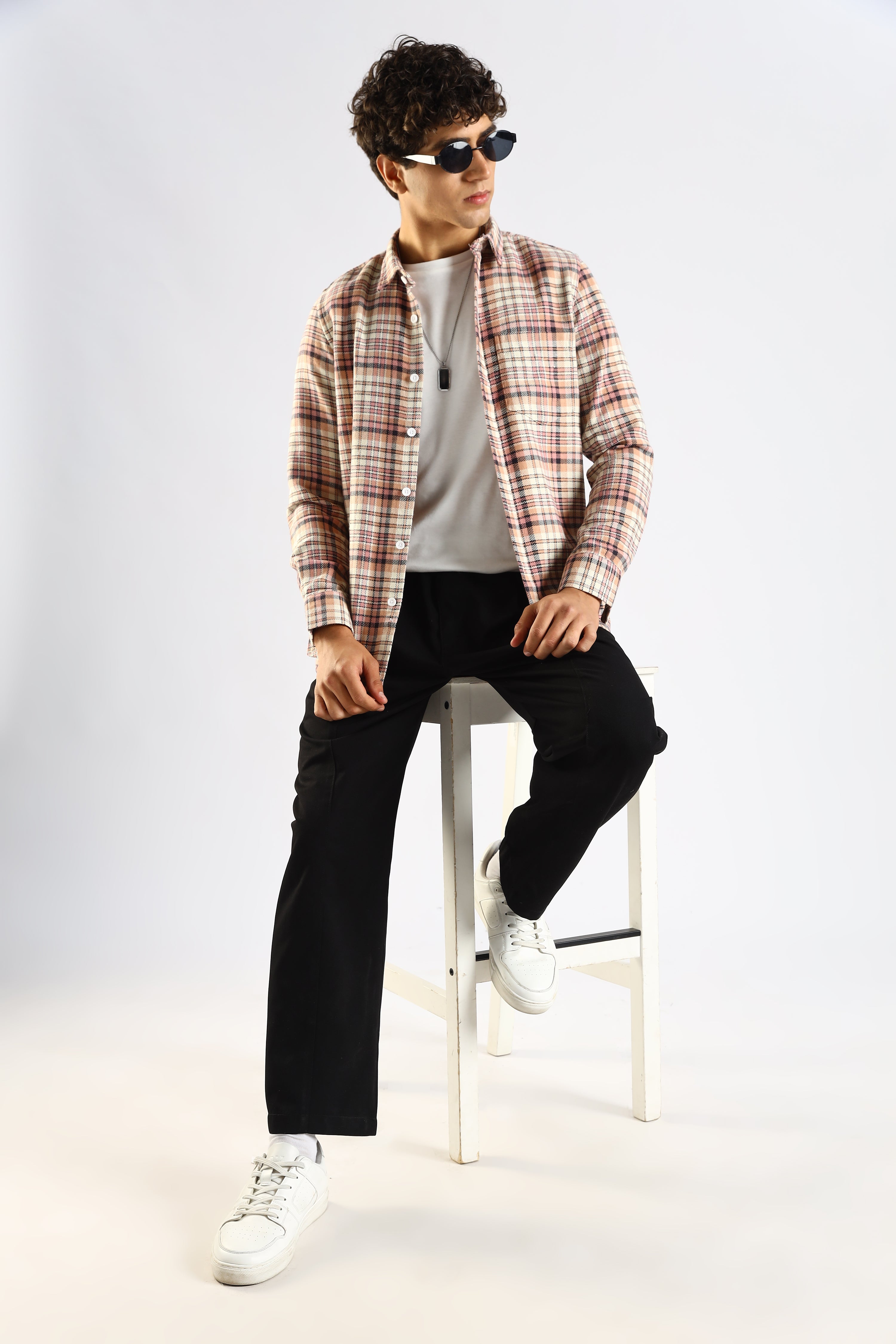 Men Pink Cotton Blend Checked Shirt