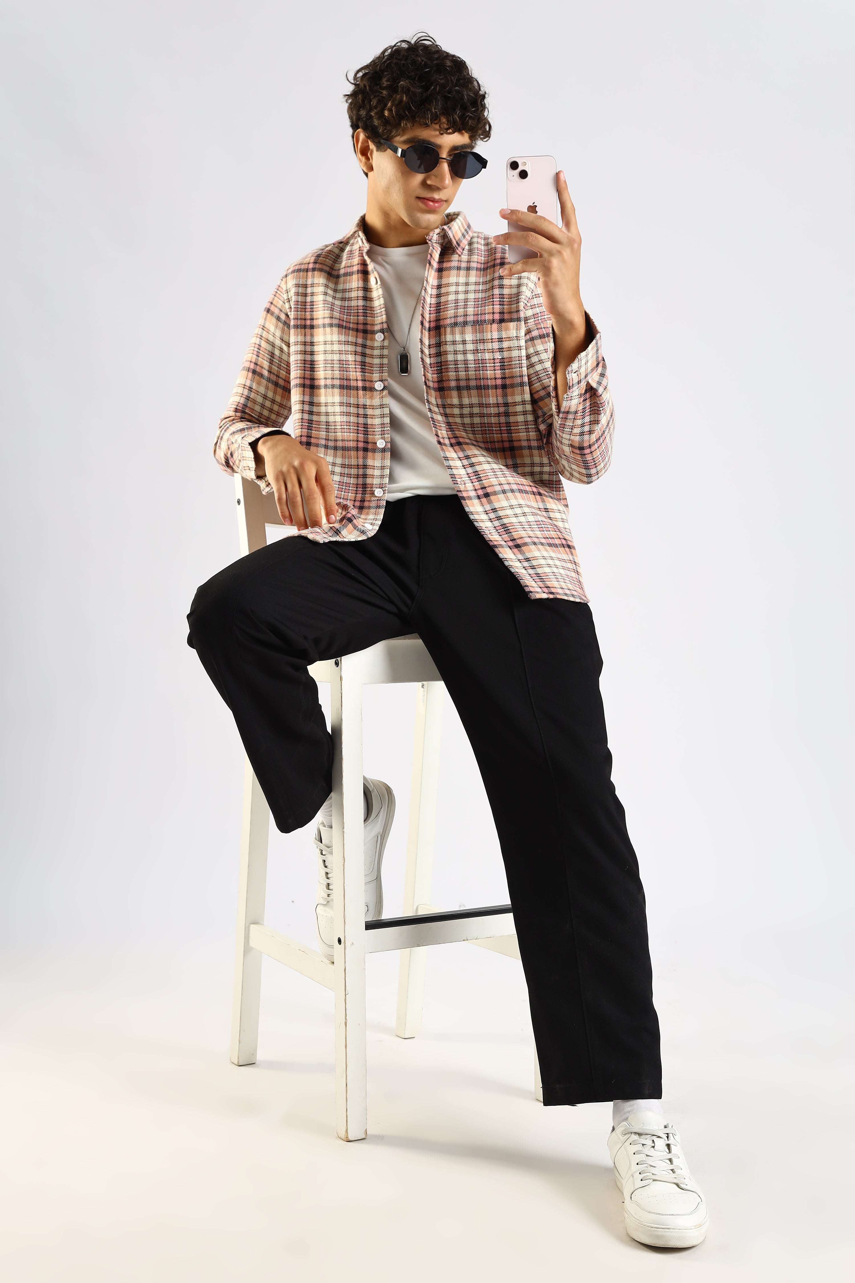 Men Pink Cotton Blend Checked Shirt