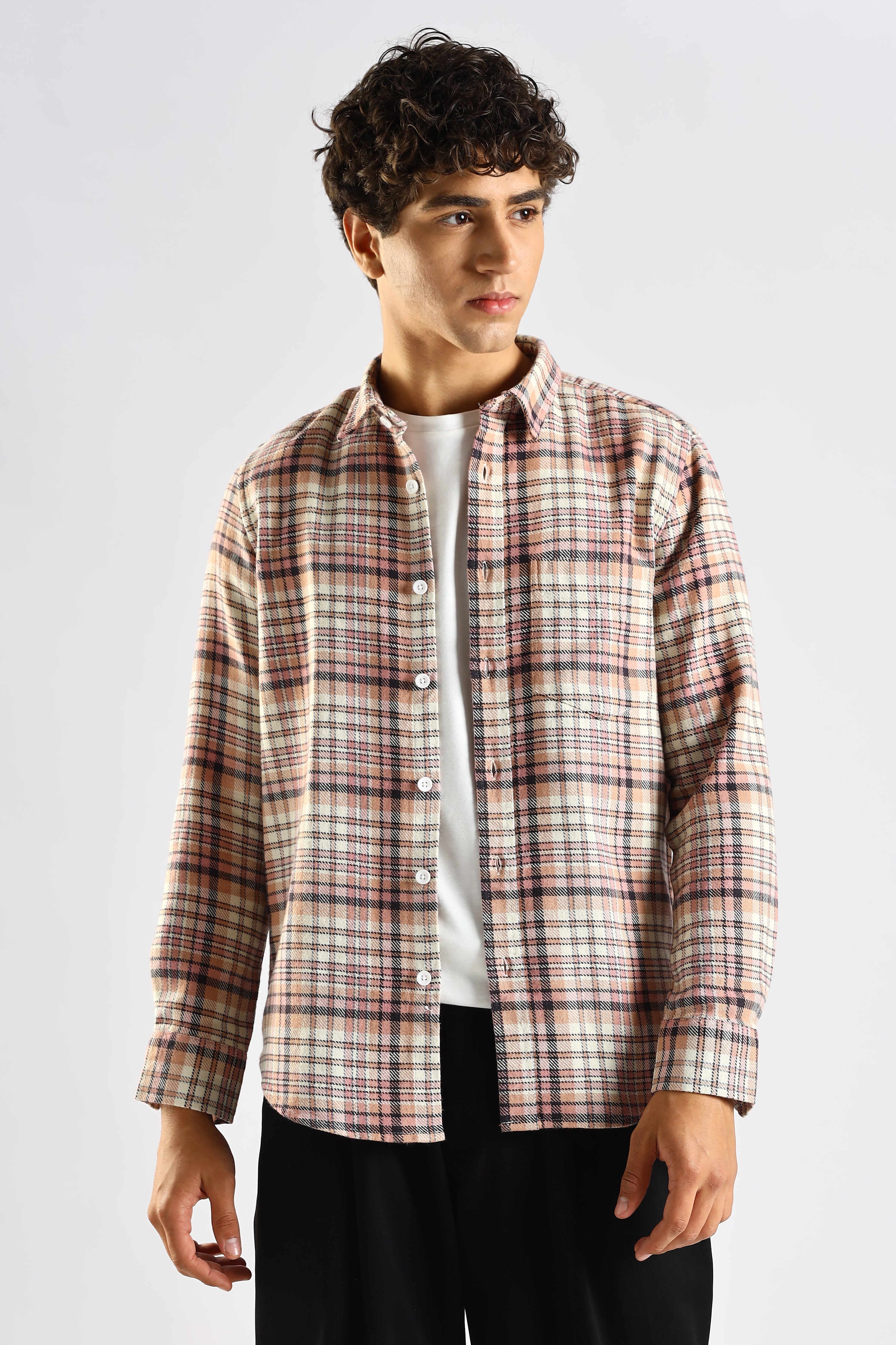 Men Pink Cotton Blend Checked Shirt