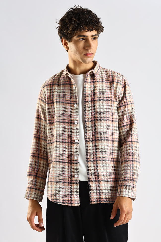 Men Pink Cotton Blend Checked Shirt