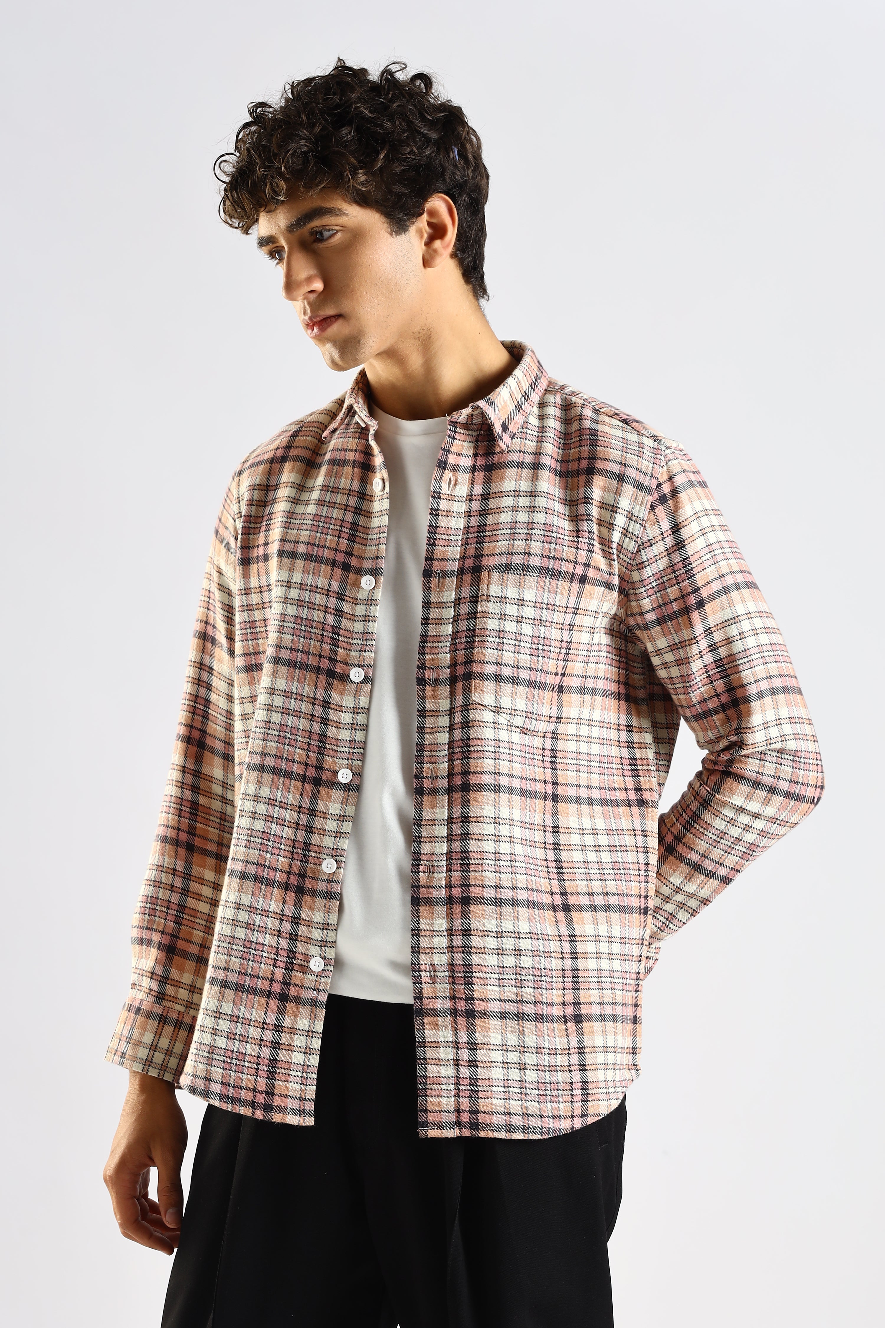 Men Pink Cotton Blend Checked Shirt