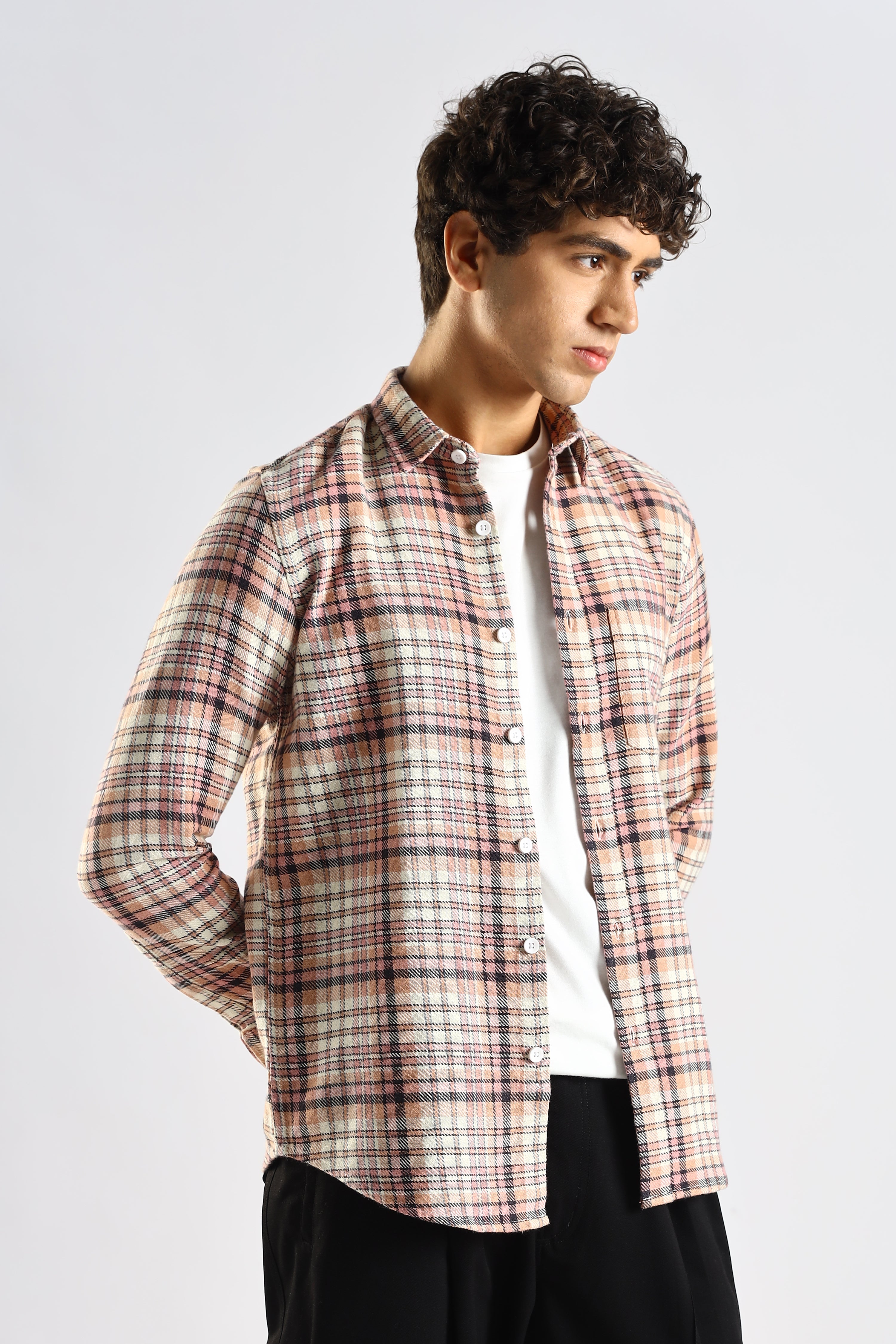 Men Pink Cotton Blend Checked Shirt