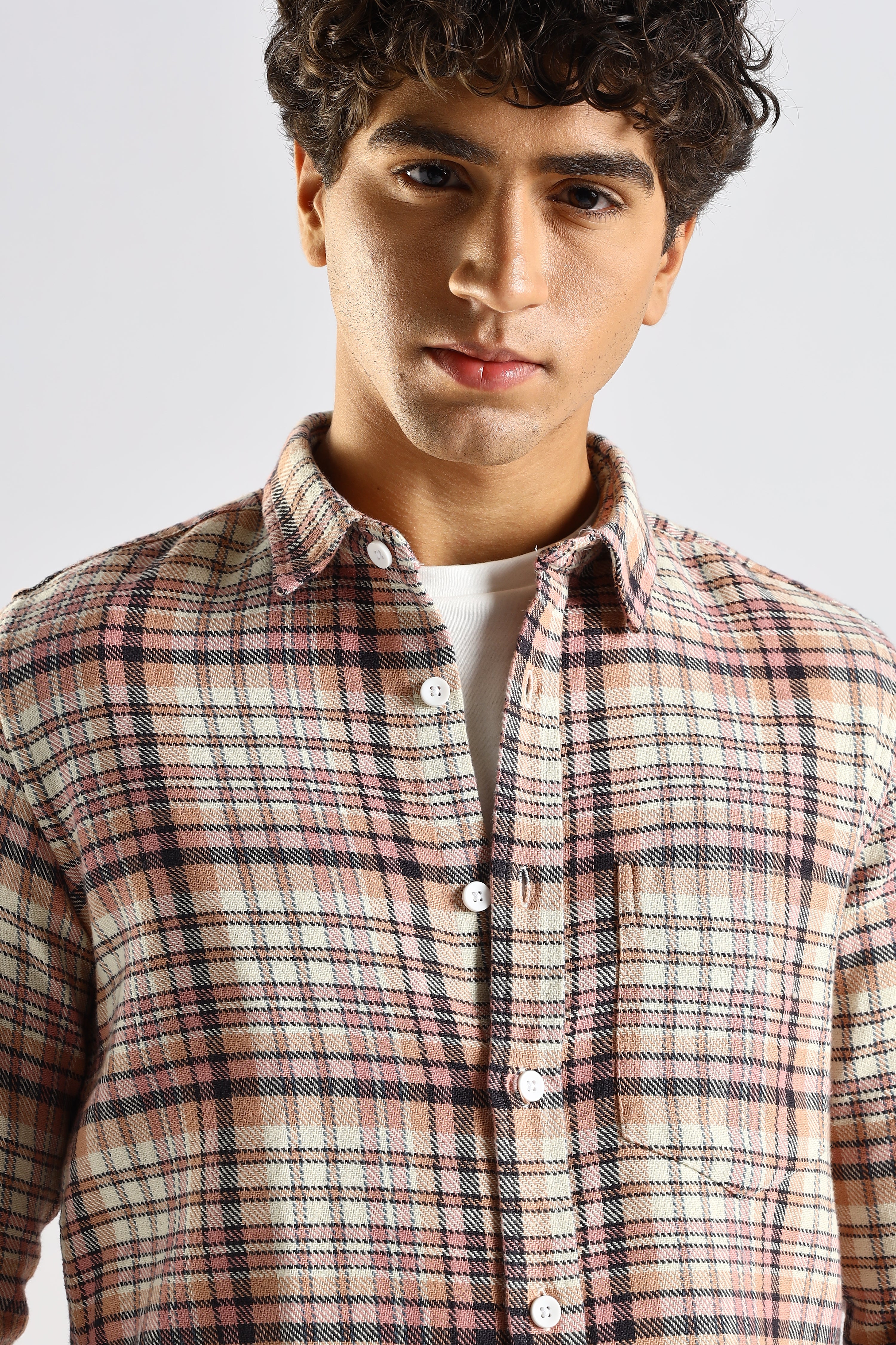 Men Pink Cotton Blend Checked Shirt
