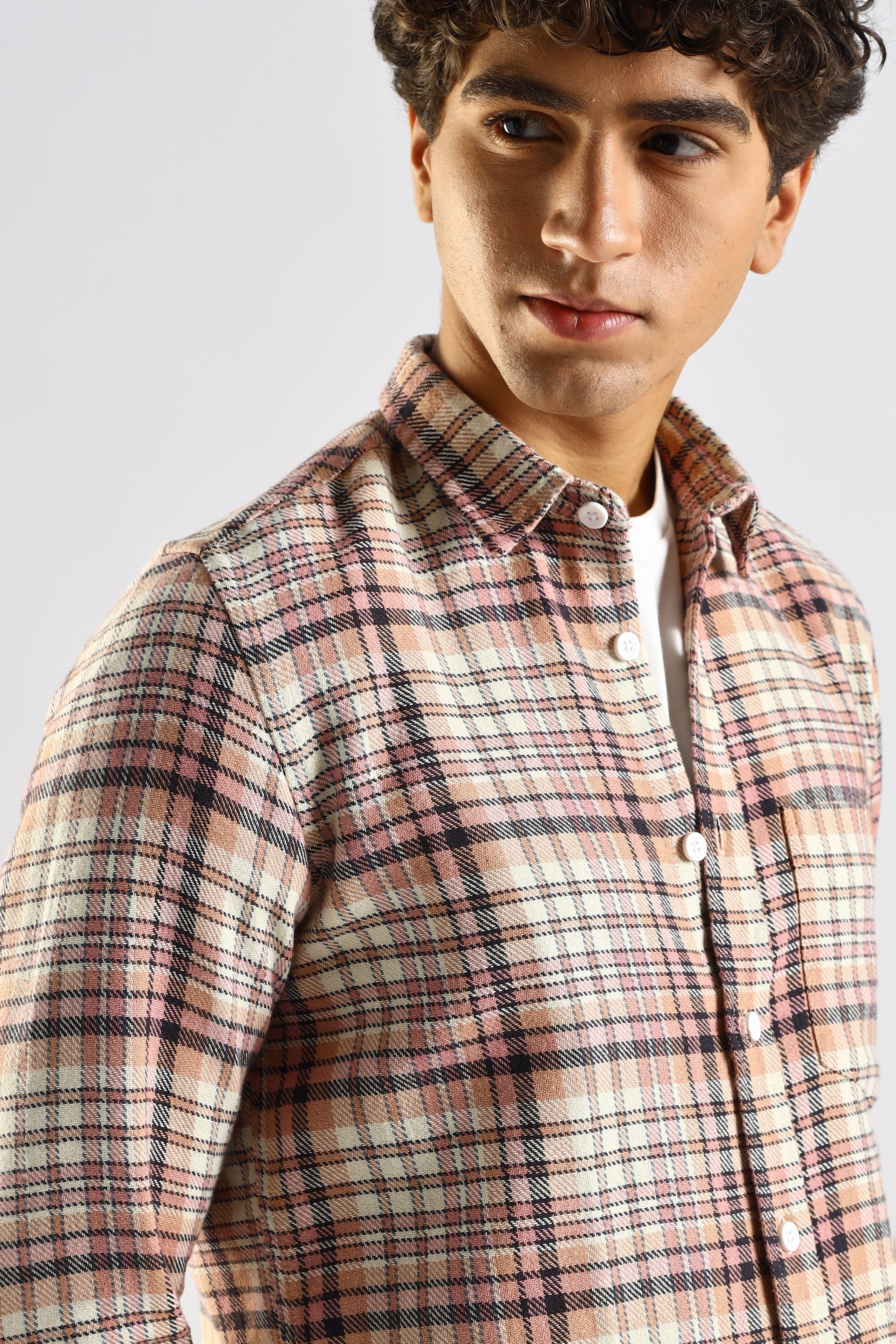 Men Pink Cotton Blend Checked Shirt