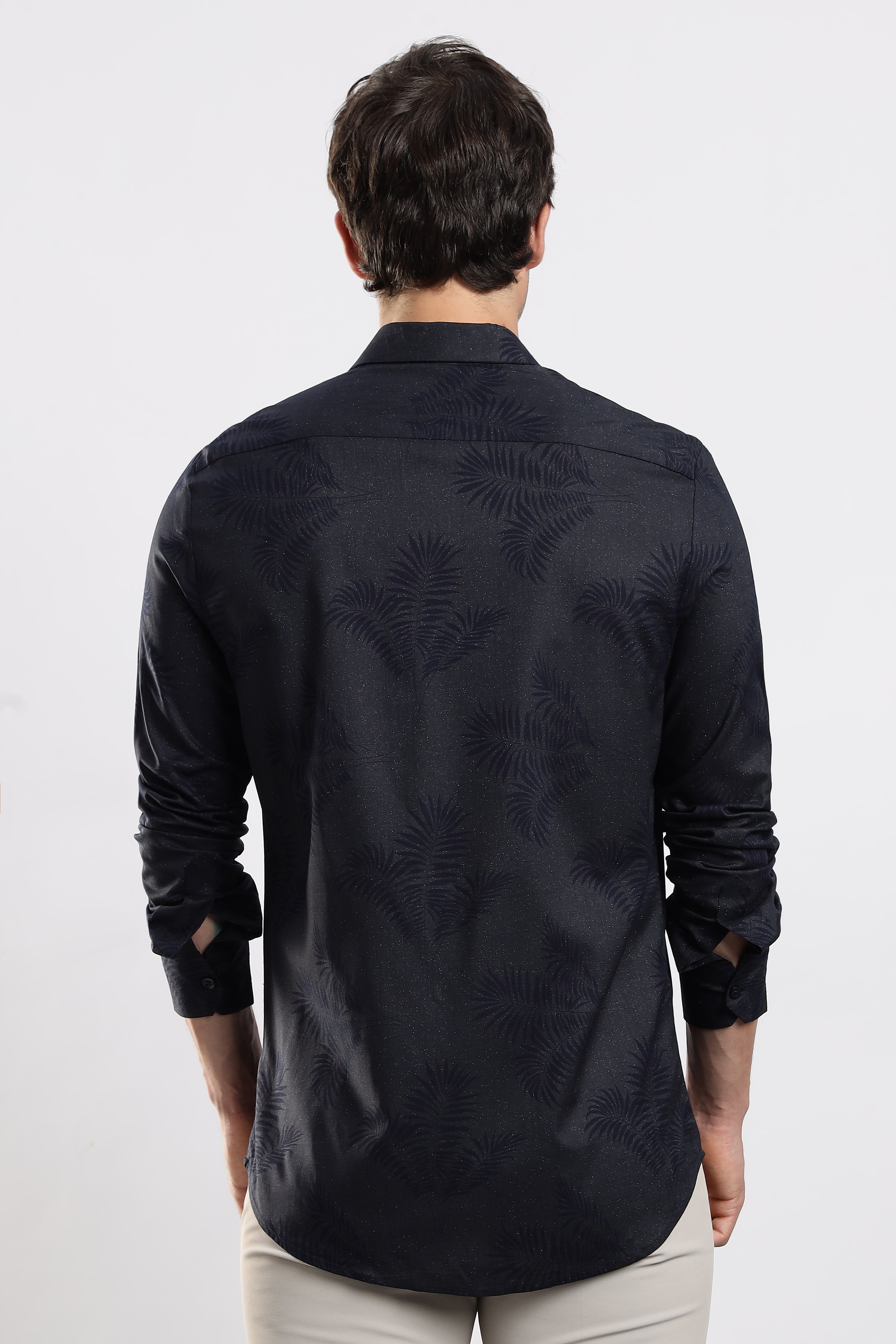 Men Navy Blue Glitter print festive wear