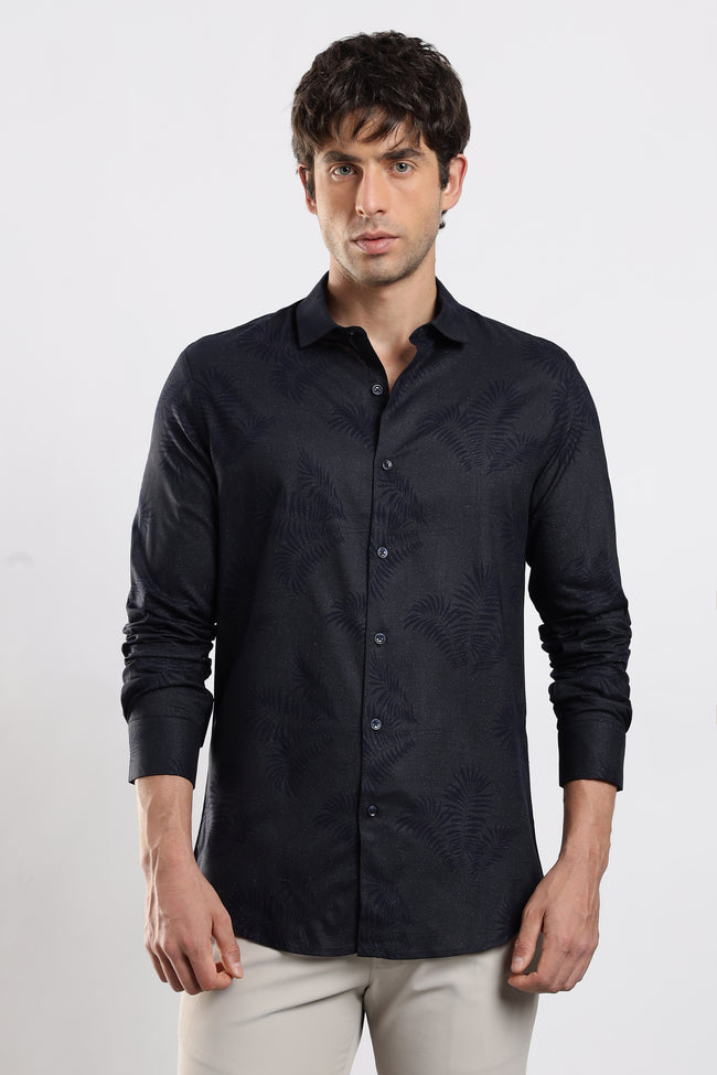 Men Navy Blue Glitter print festive wear